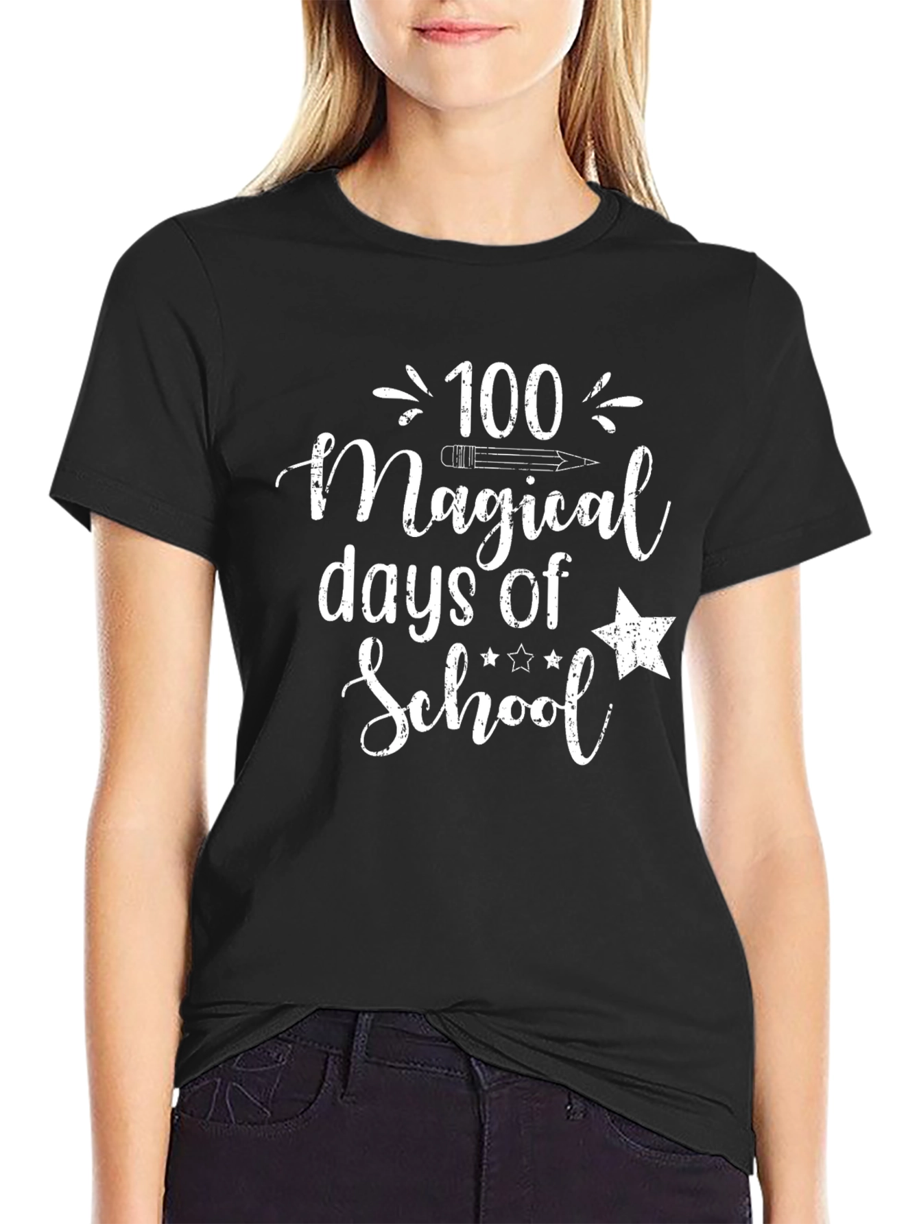 100 Magical Days of School Black T-Shirt