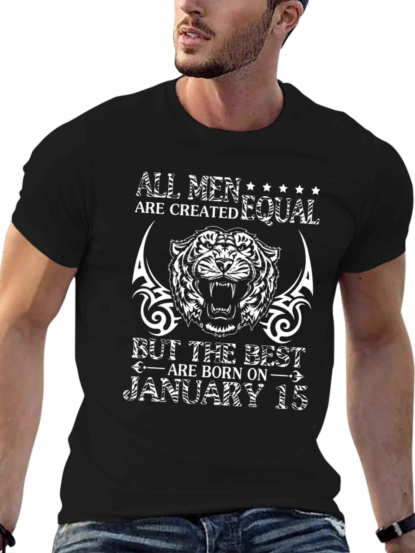 January 15th Birthday Tiger Graphic T-Shirt