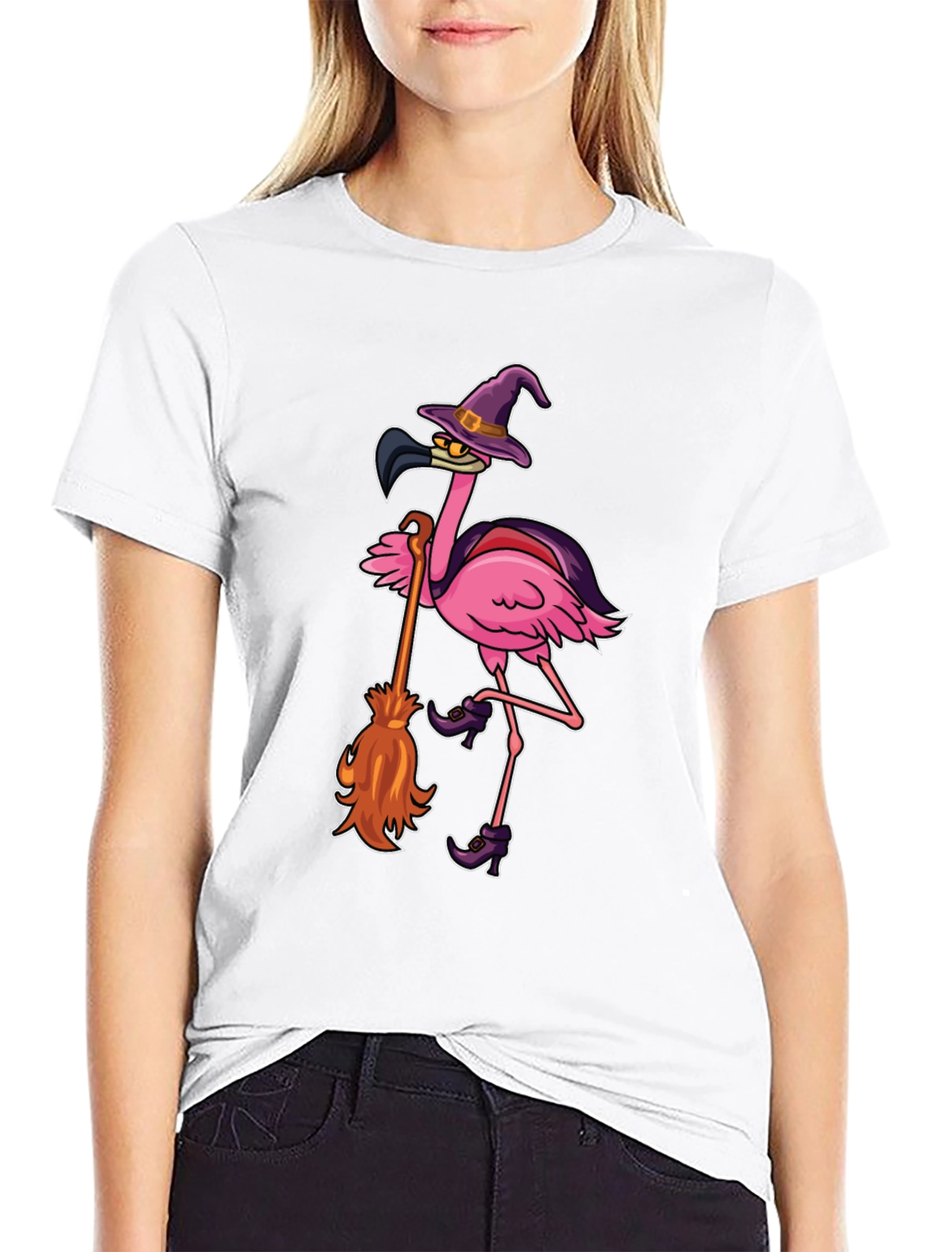 Halloween Flamingo Witch T-Shirt