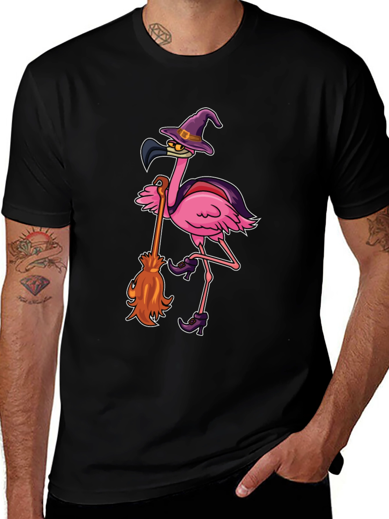 Halloween Flamingo Witch T-Shirt