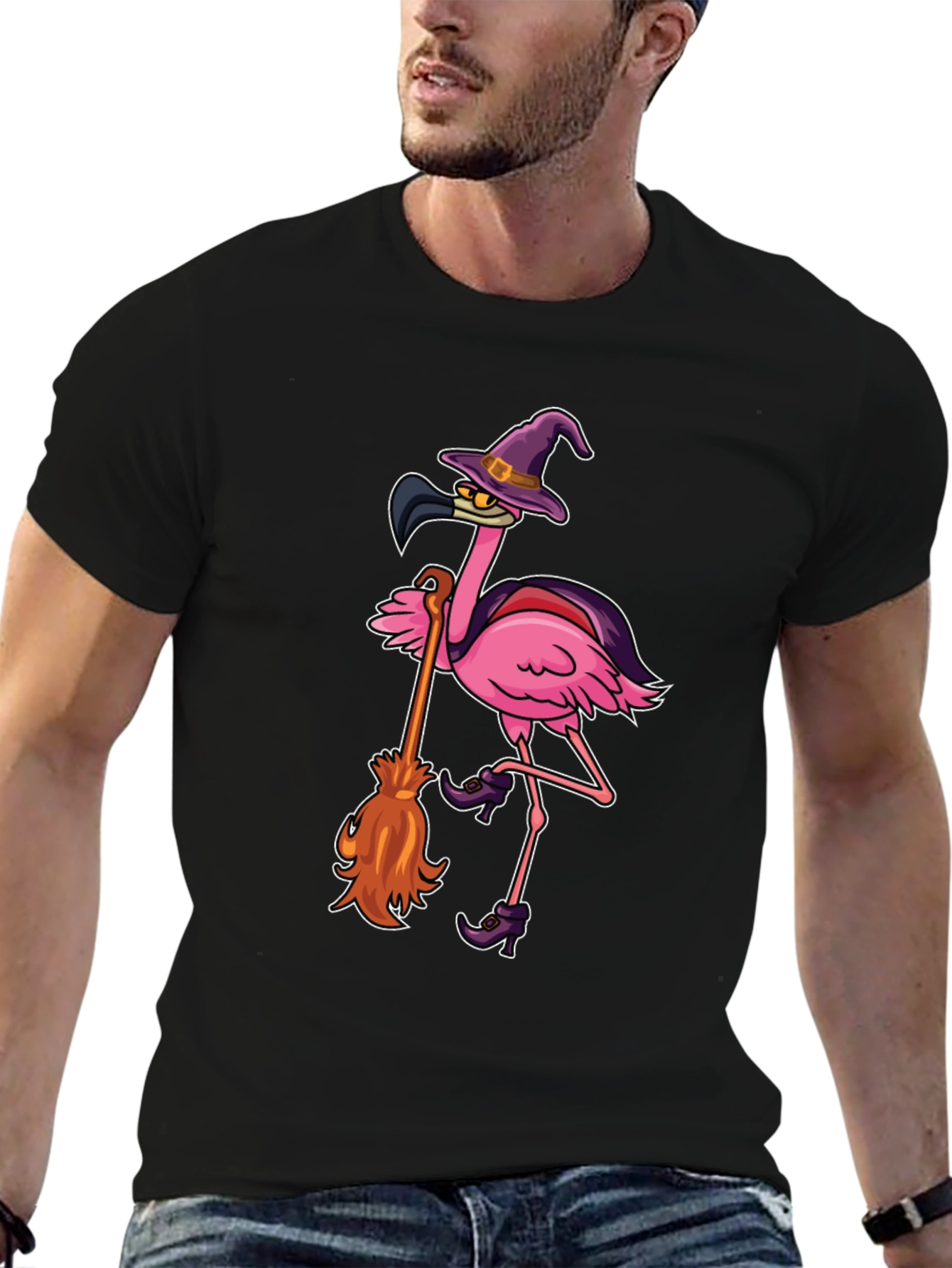 Halloween Flamingo Witch T-Shirt
