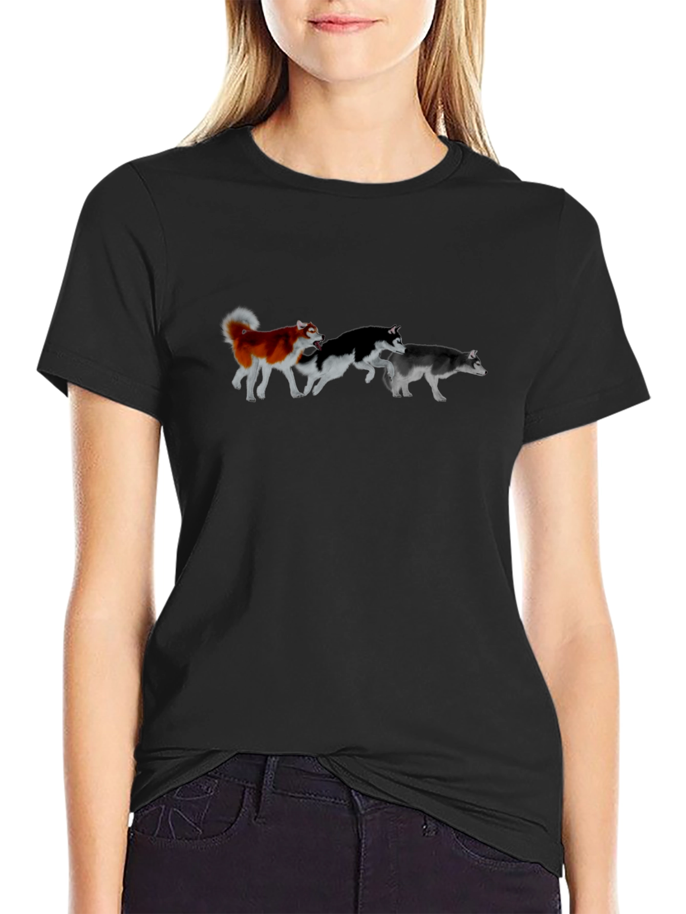 Dog Lover T-Shirt: Husky Pack Graphic Tee