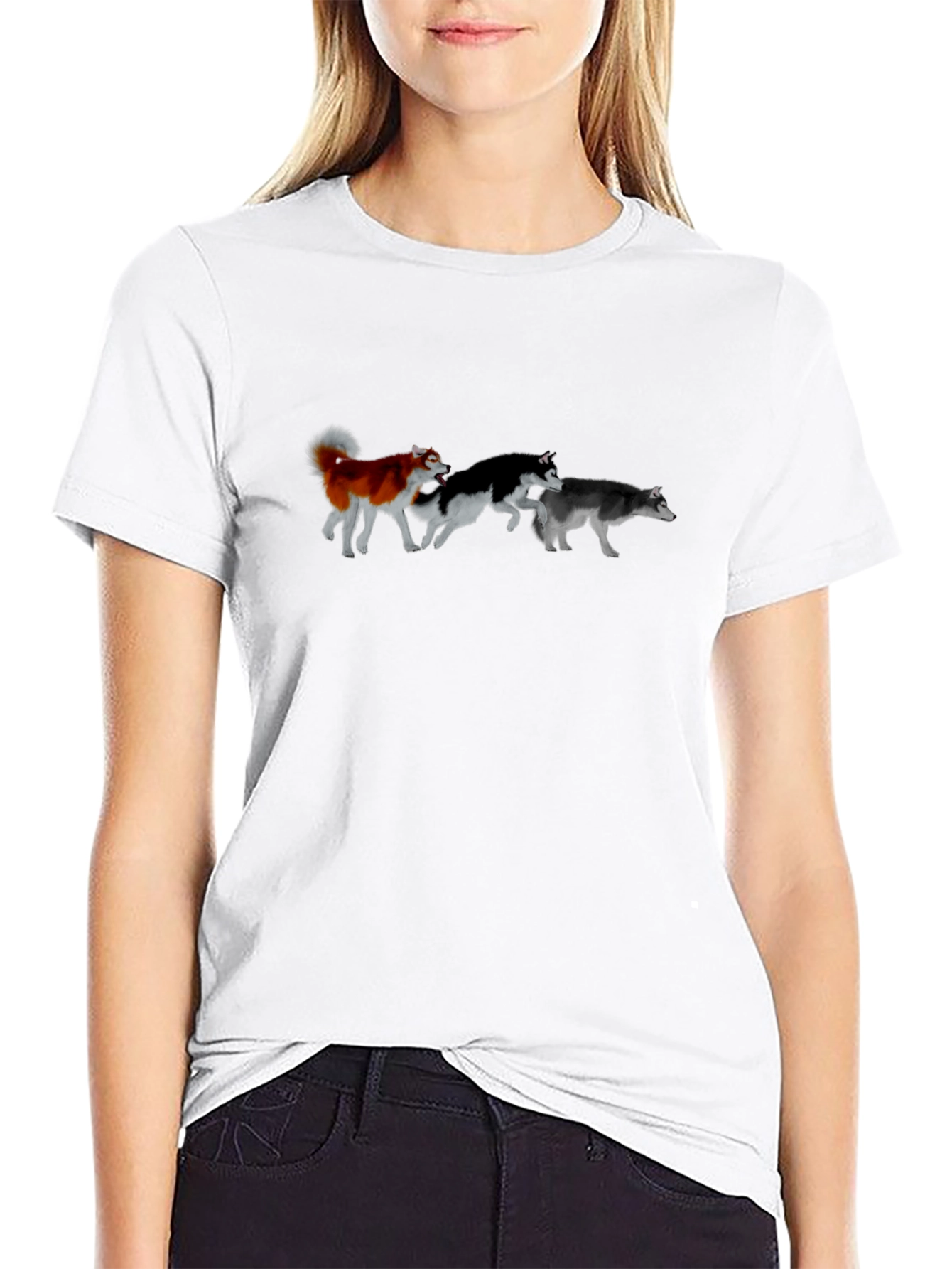 Dog Lover T-Shirt: Husky Pack Graphic Tee