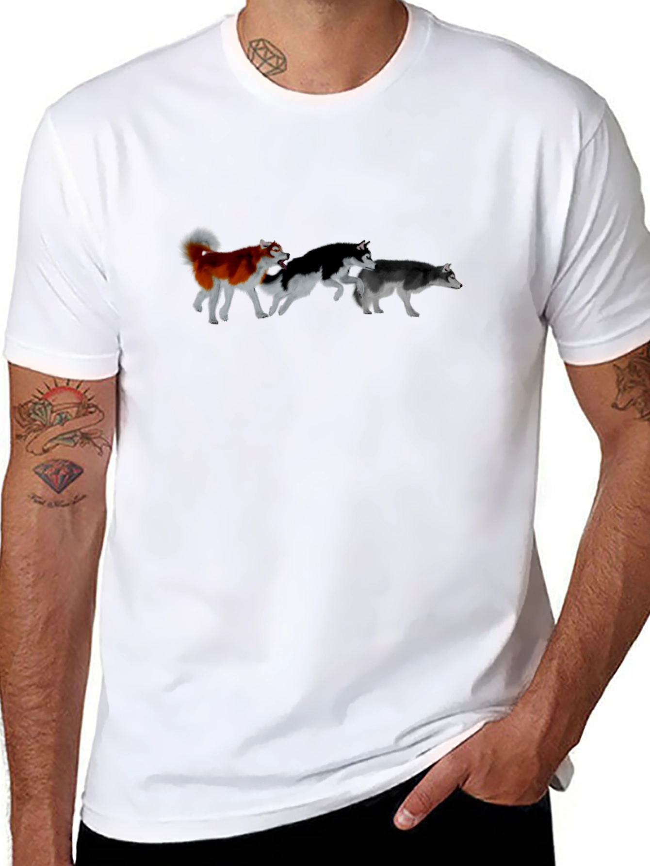 Dog Lover T-Shirt: Husky Pack Graphic Tee