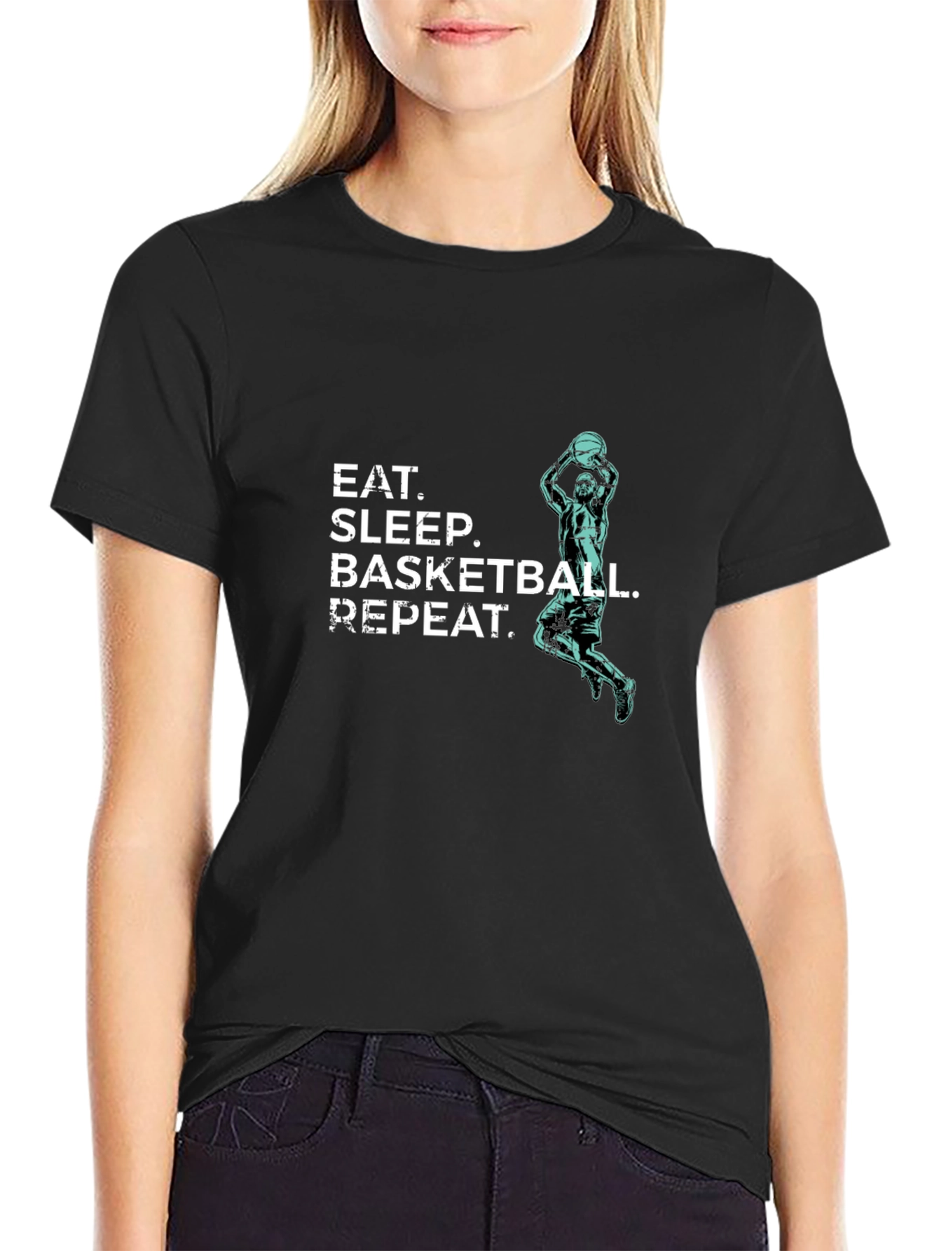 Eat Sleep Basketball Repeat T-Shirt - Black
