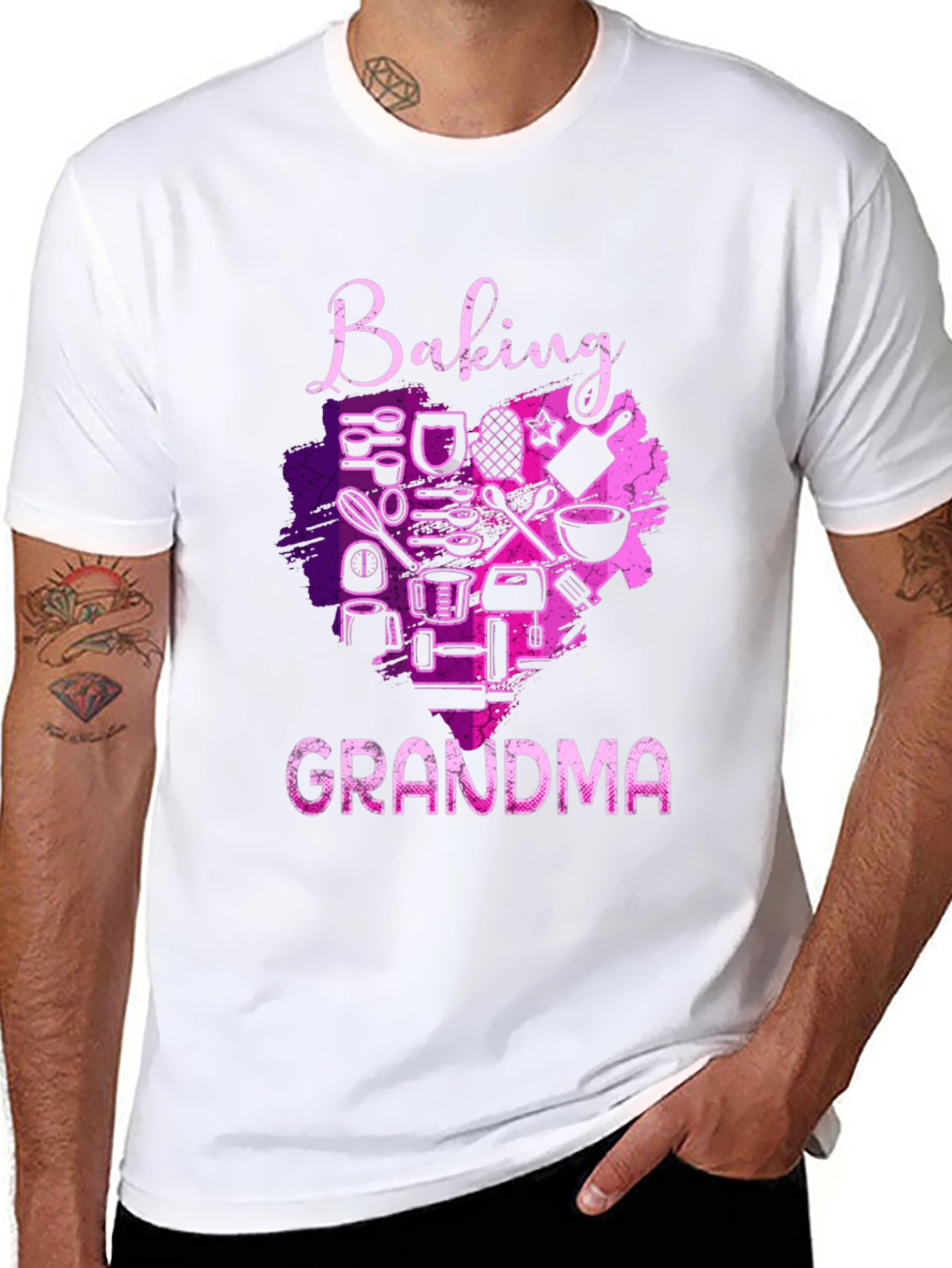 Baking Grandma T-Shirt - Black Crew Neck