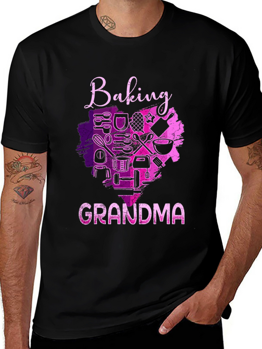 Baking Grandma T-Shirt - Black Crew Neck