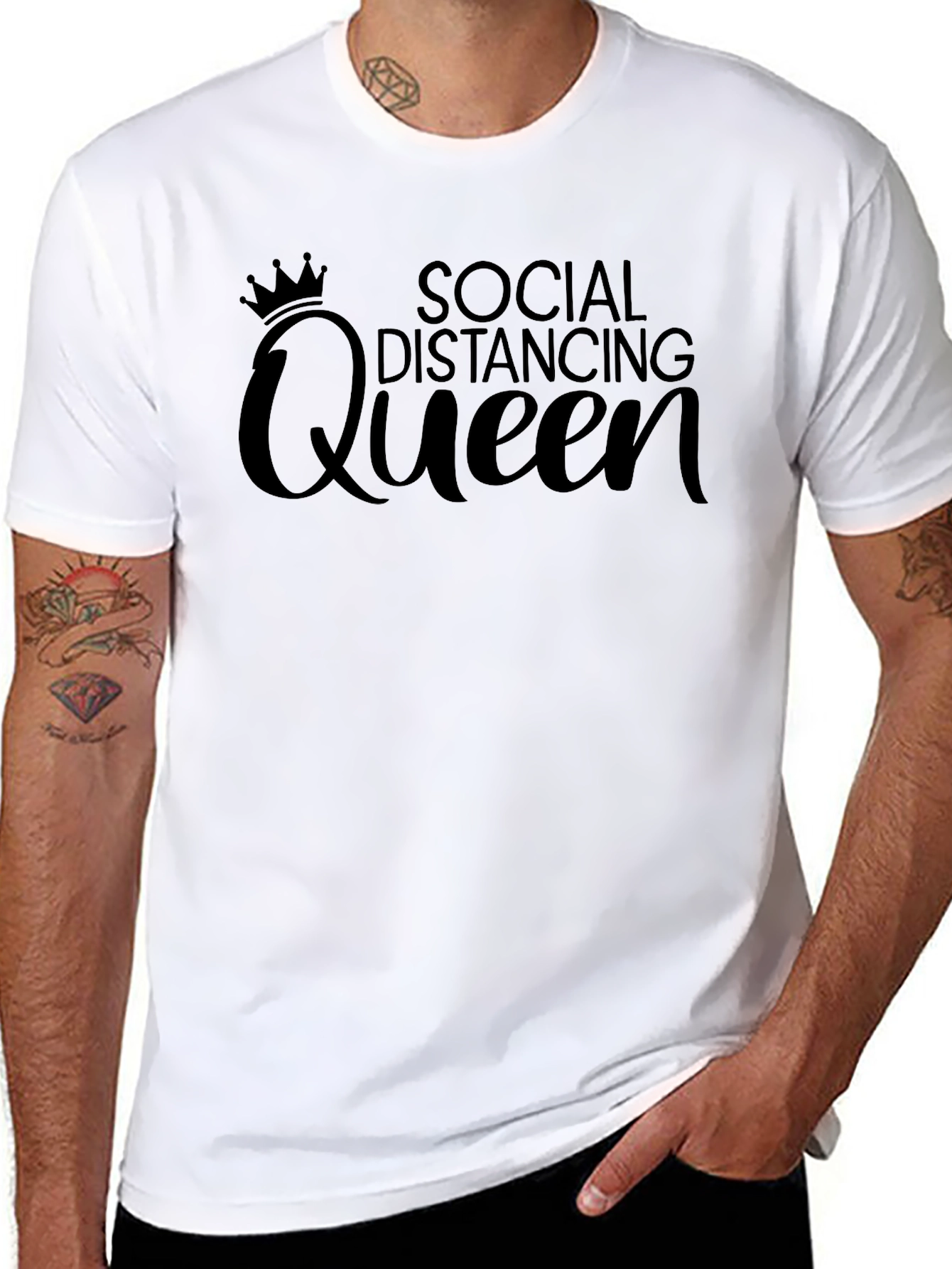 Social Distancing Queen T-Shirt - Black