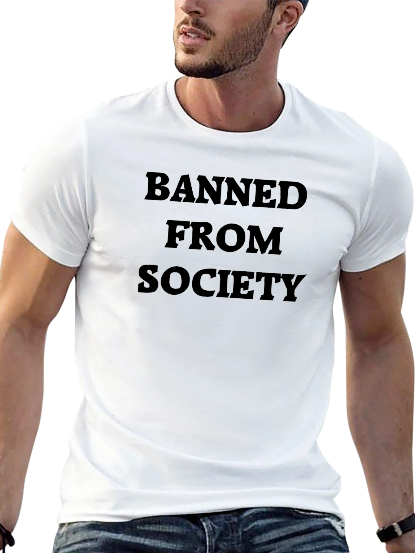 Banned From Society Graphic T-Shirt - Black