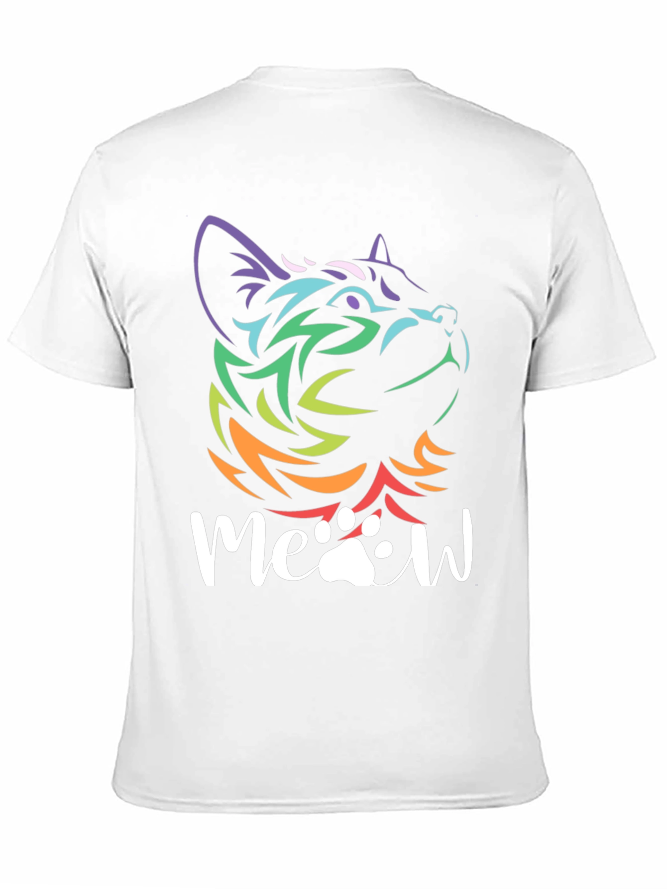 Meow Cat T-Shirt - Rainbow Tribal Cat Design