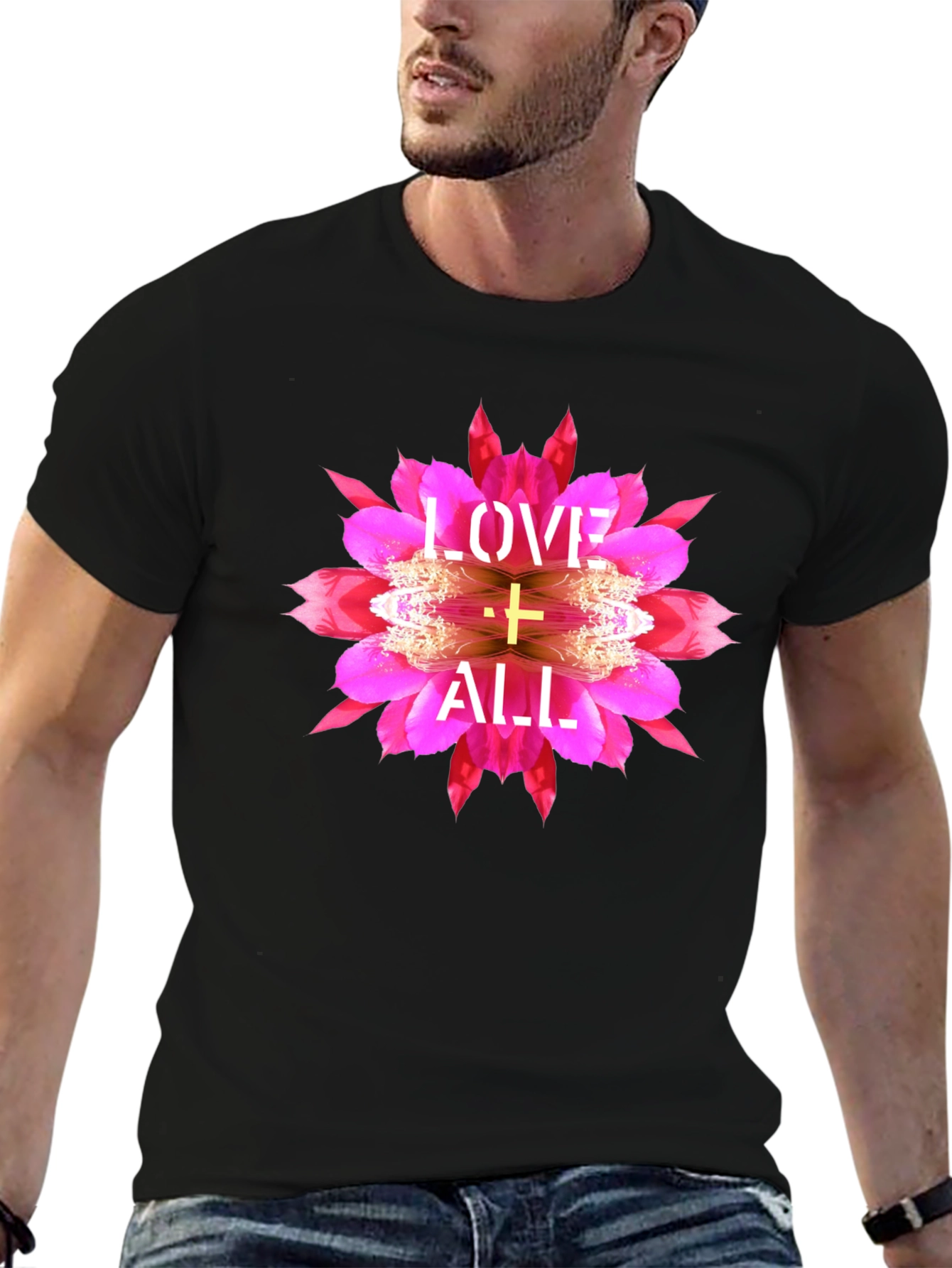 Love All Floral Graphic T-Shirt - Black