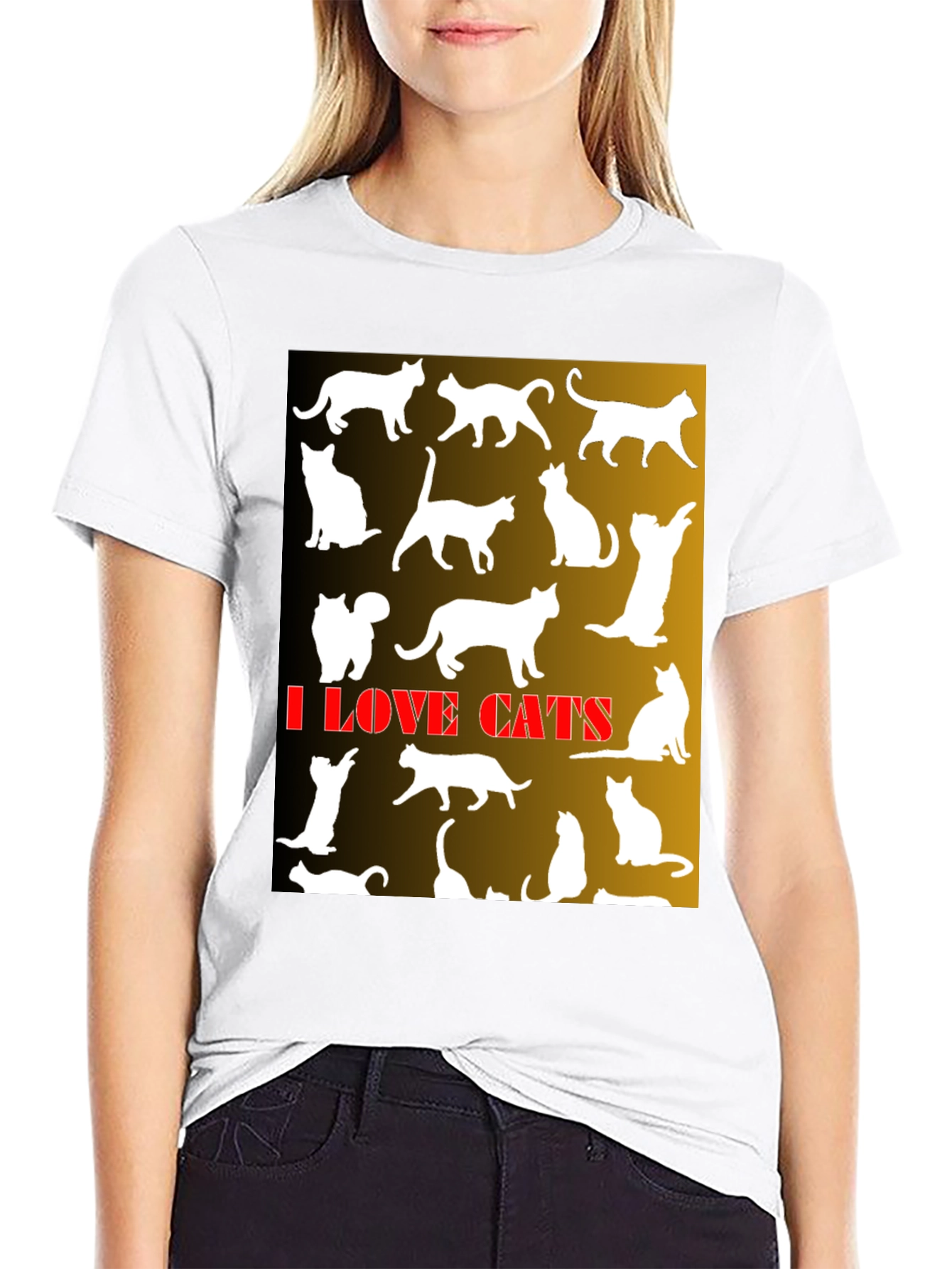 I Love Cats Graphic T-Shirt - Black