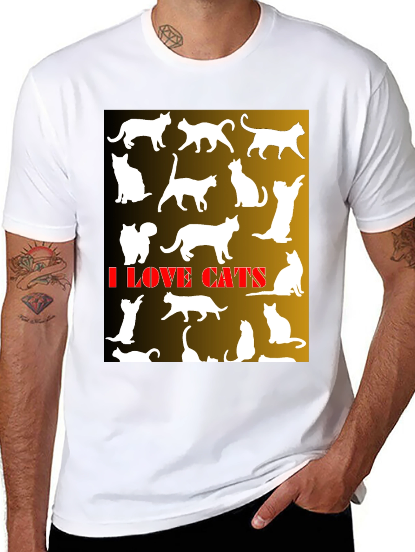 I Love Cats Graphic T-Shirt - Black