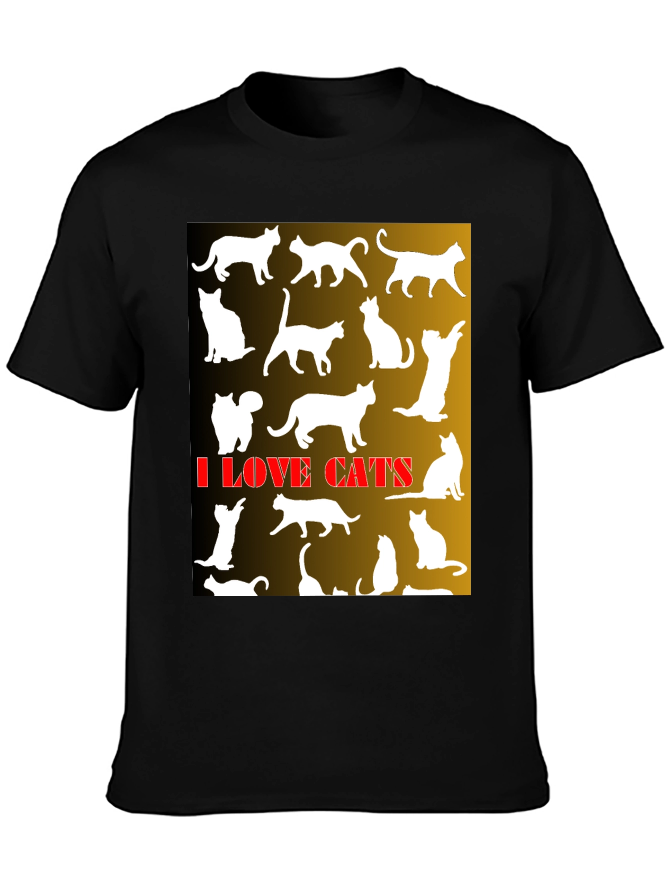 I Love Cats Graphic T-Shirt - Black
