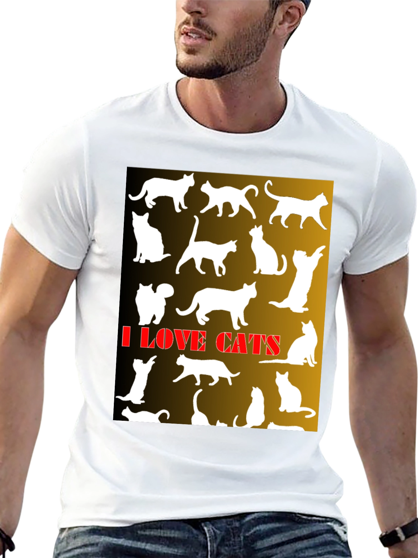 I Love Cats Graphic T-Shirt - Black