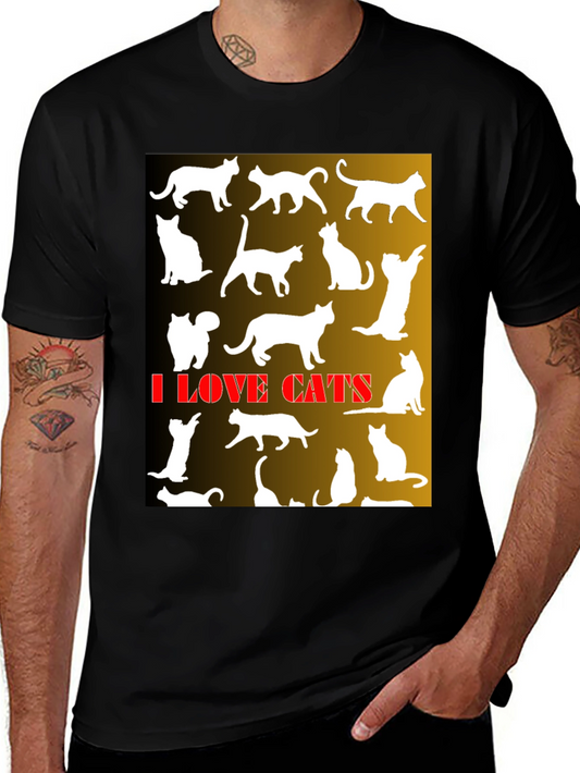 I Love Cats Graphic T-Shirt - Black