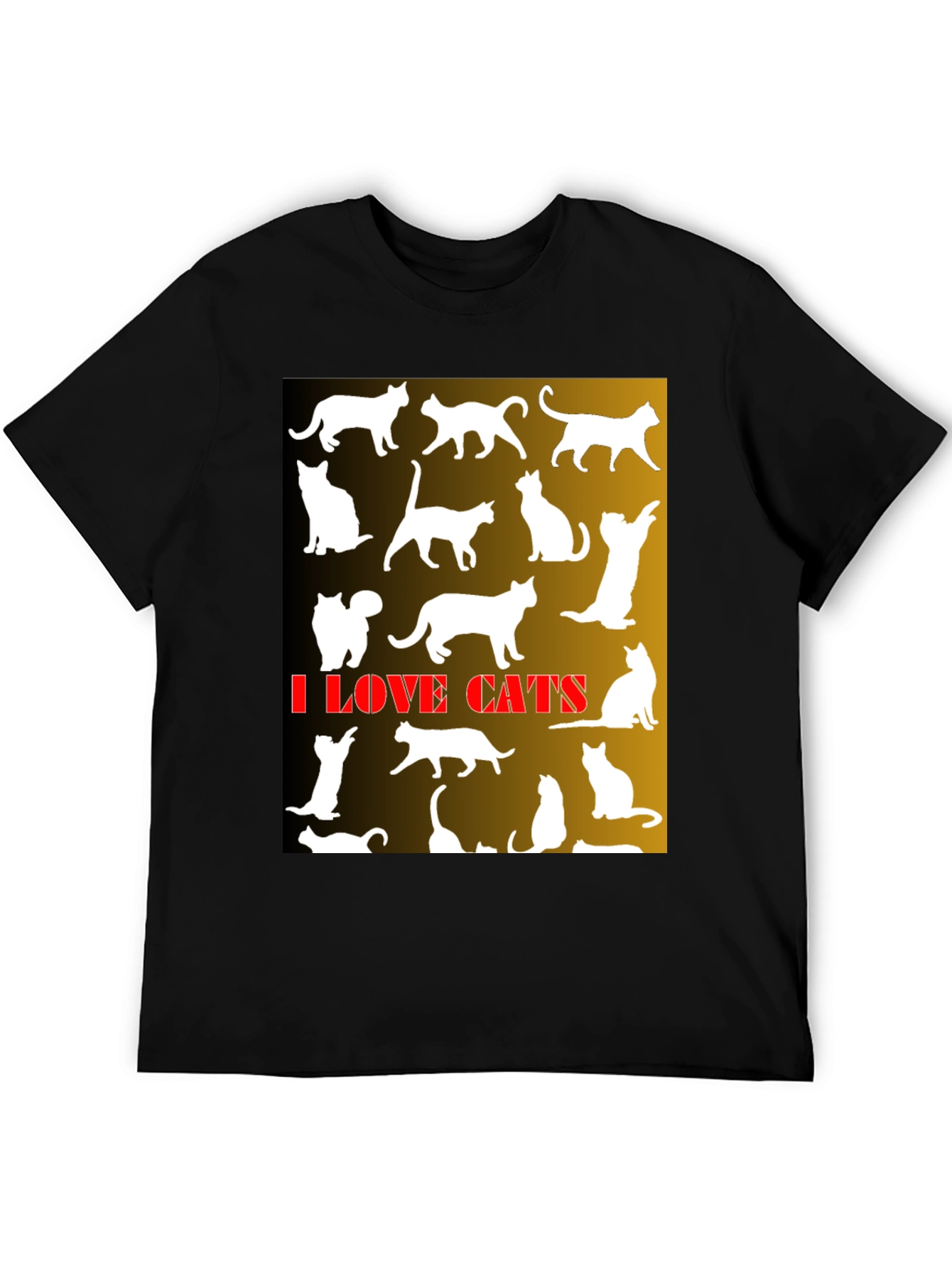 I Love Cats Graphic T-Shirt - Black