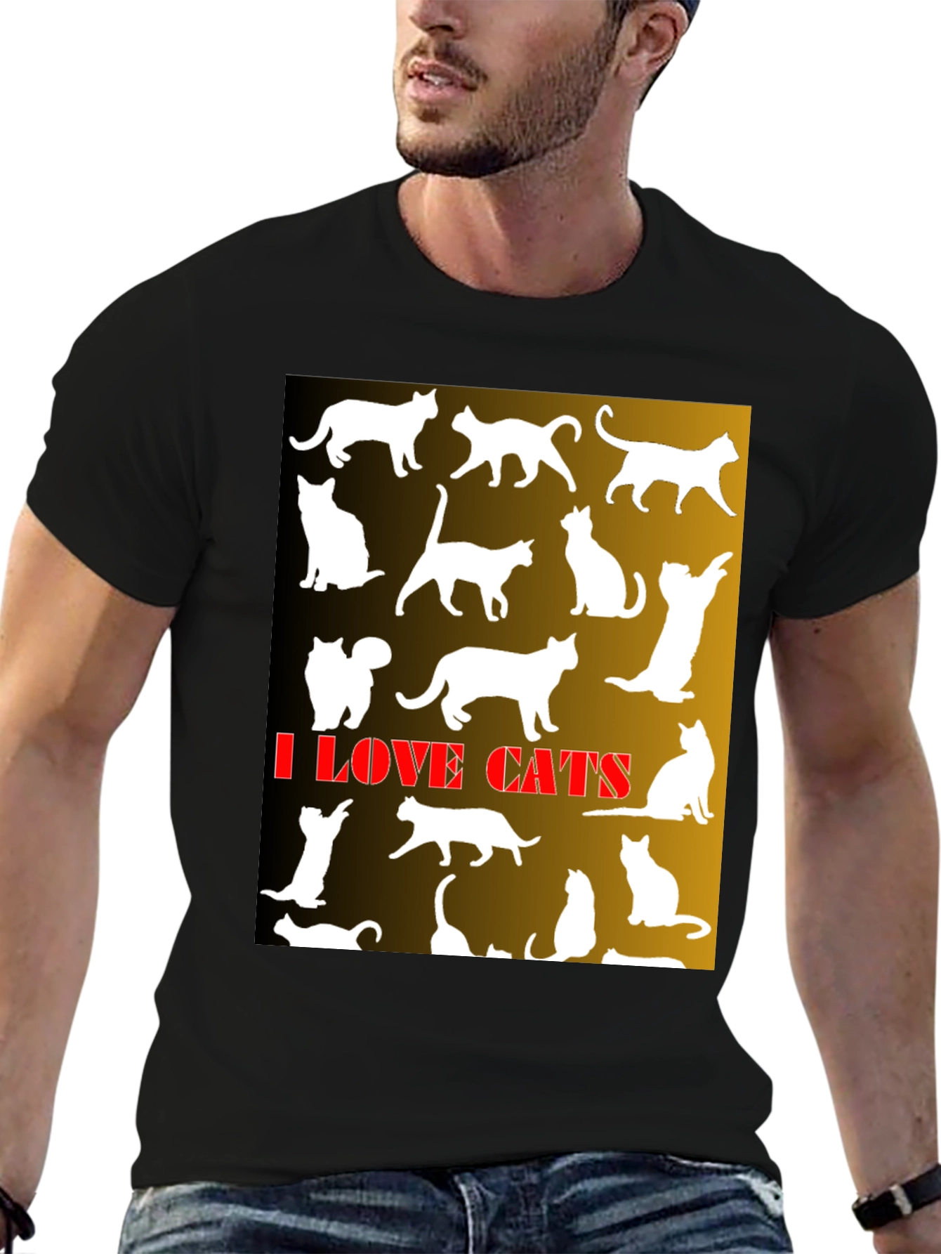 I Love Cats Graphic T-Shirt - Black