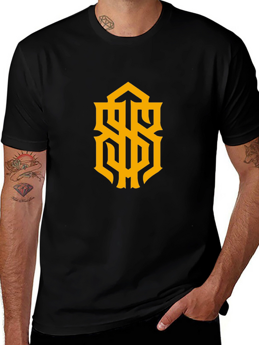 Stylish Black Tee with Gold Graphic Design