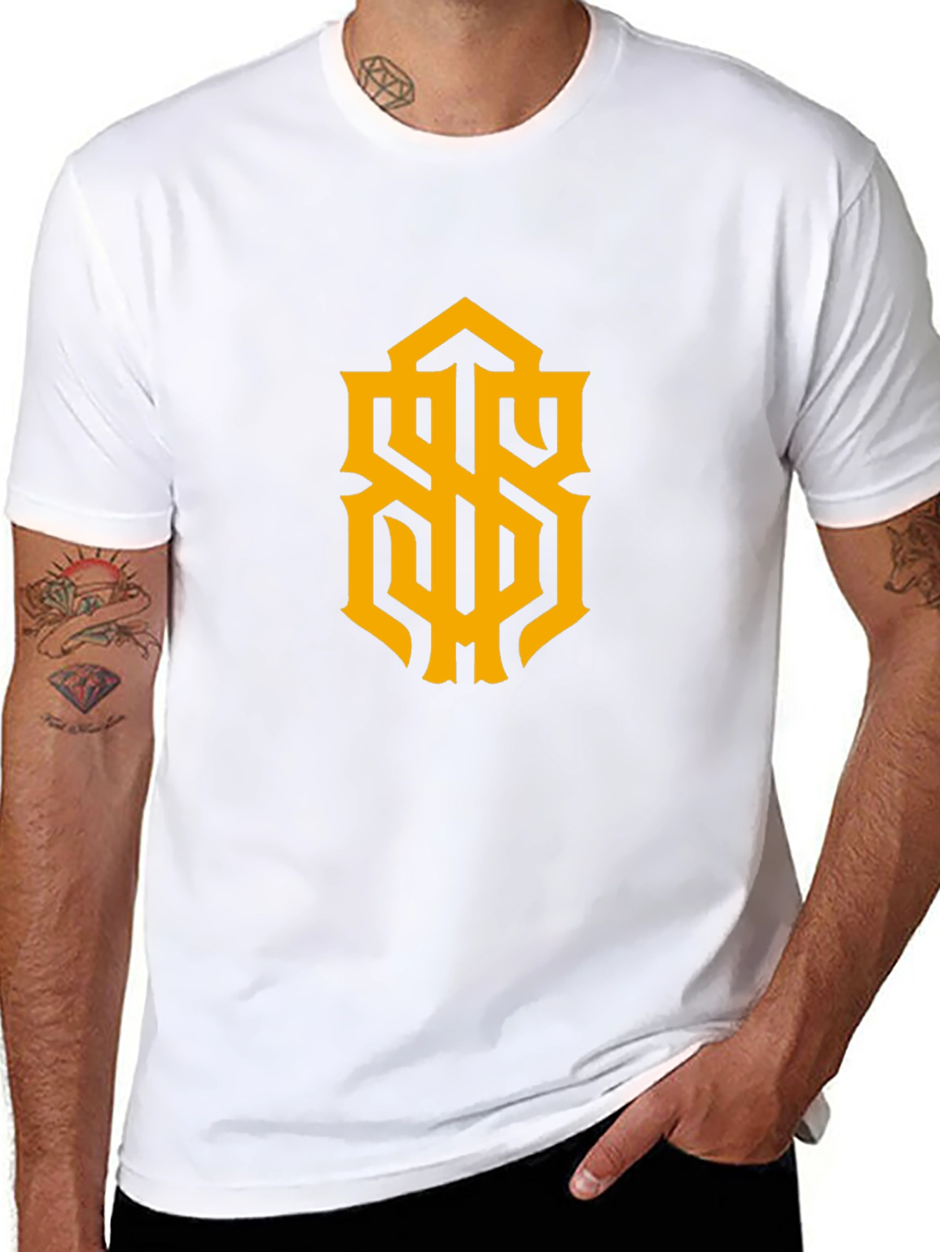 Stylish Black Tee with Gold Graphic Design