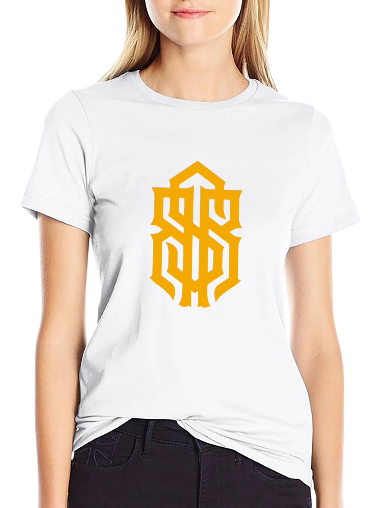 Stylish Black Tee with Gold Graphic Design