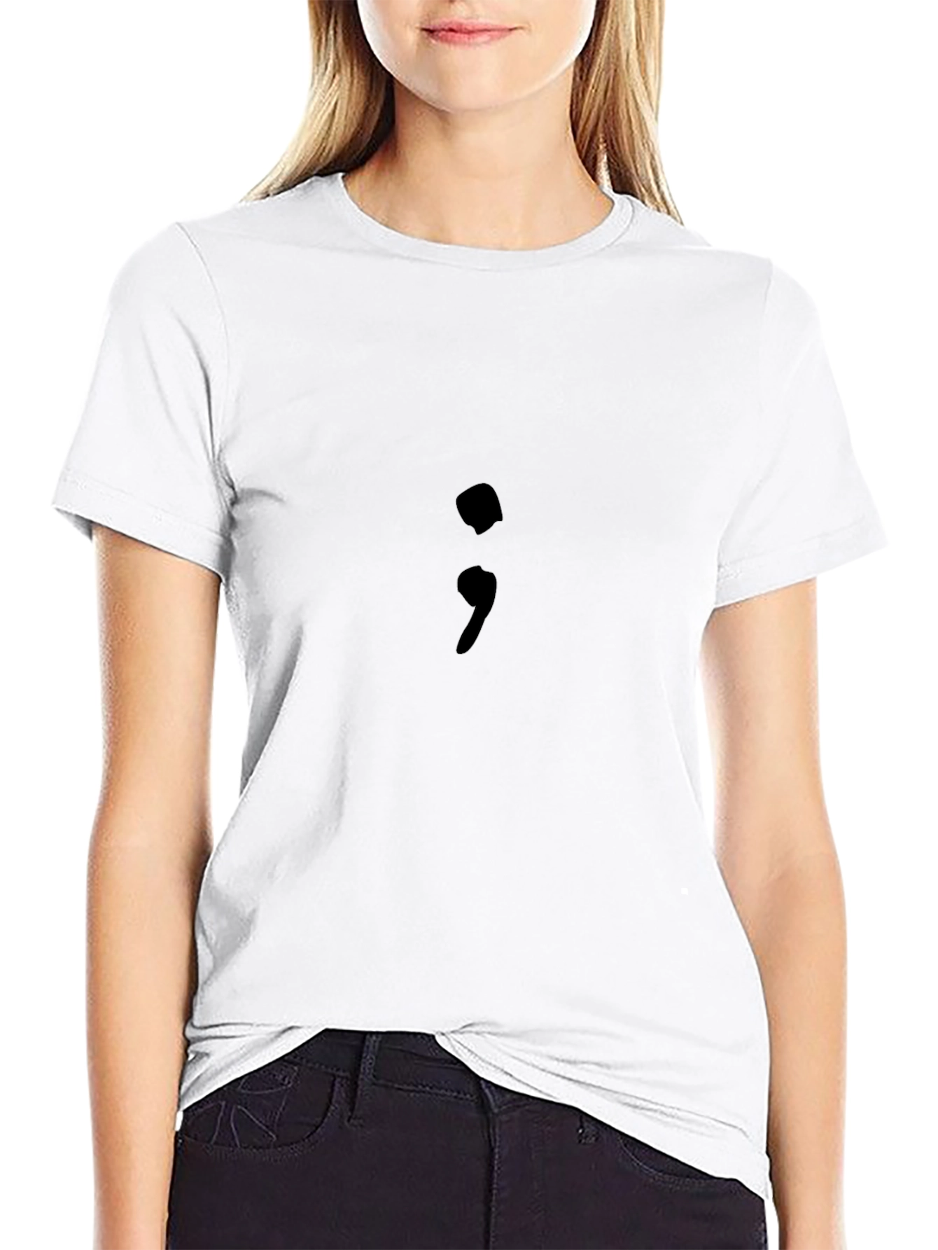 Semicolon Graphic Black T-Shirt: Mental Health Awareness Tee
