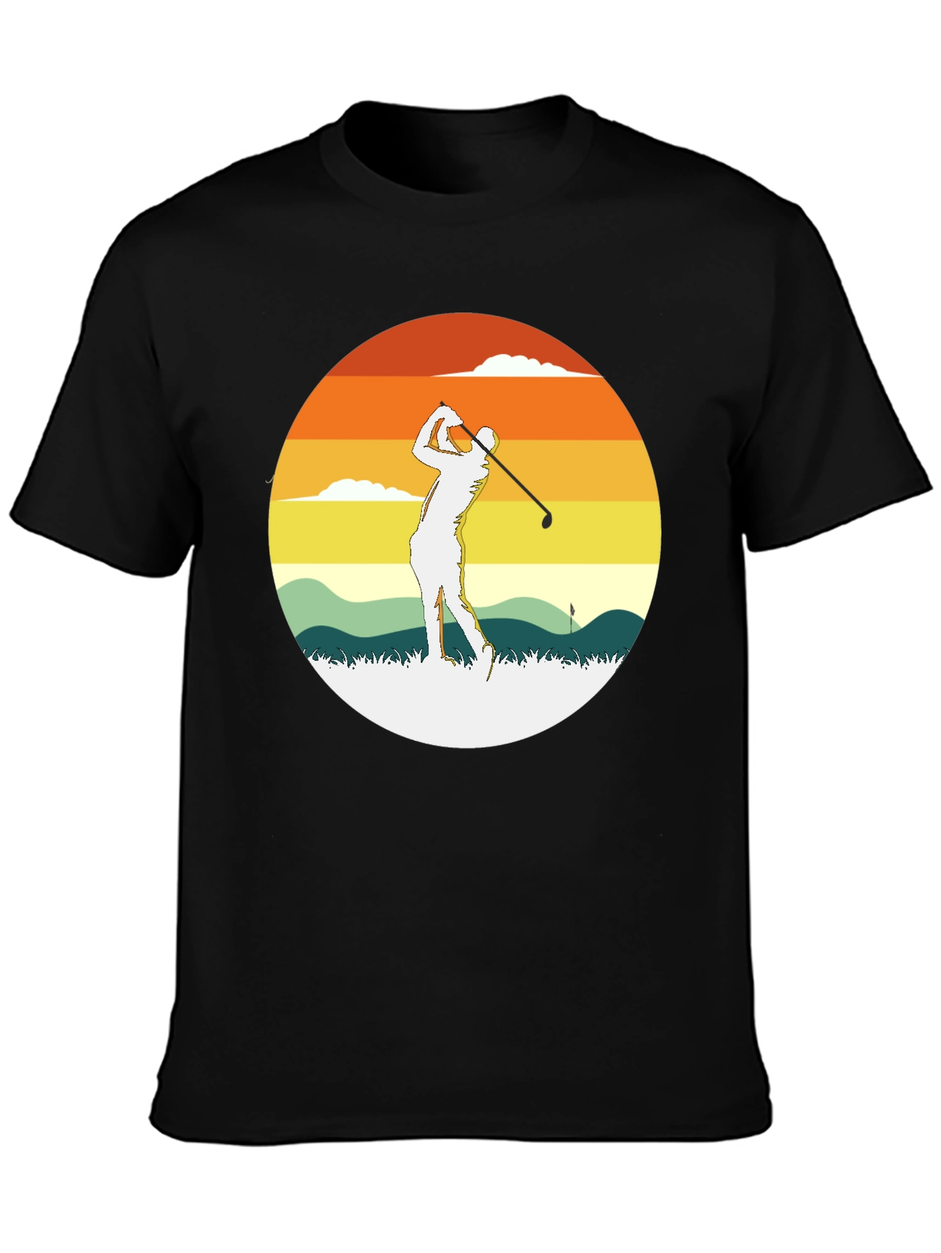 Retro Sunset Golfer Tee - Classic Style