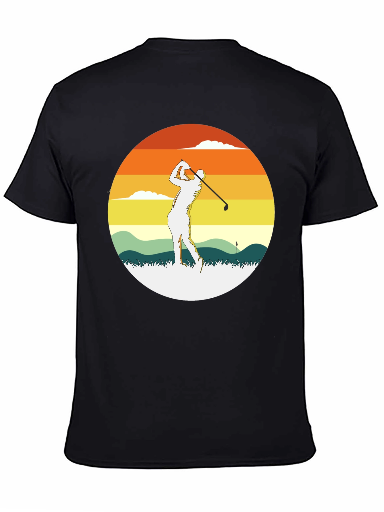 Retro Sunset Golfer Tee - Classic Style