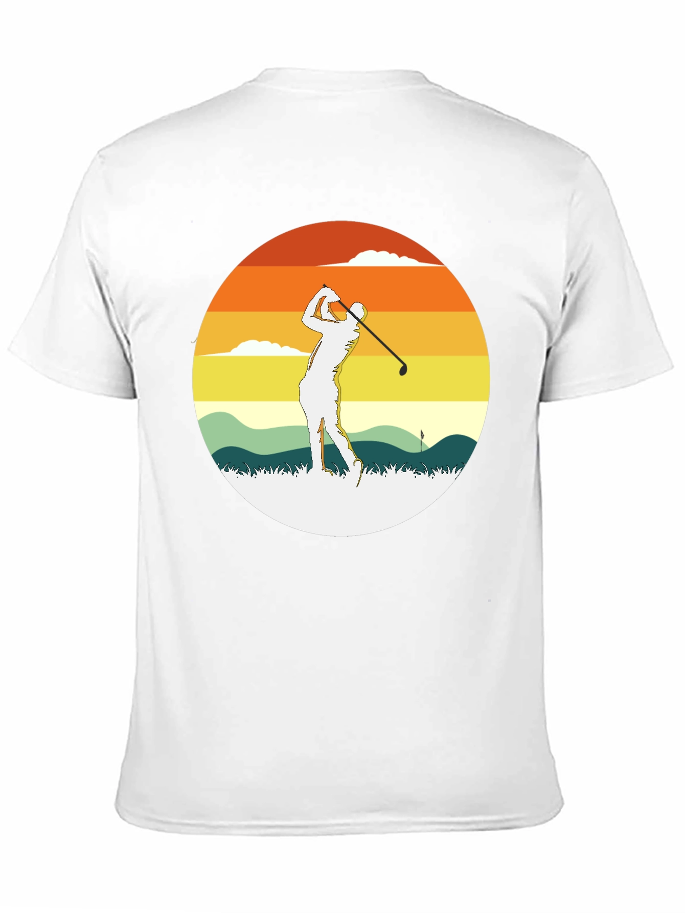 Retro Sunset Golfer Tee - Classic Style