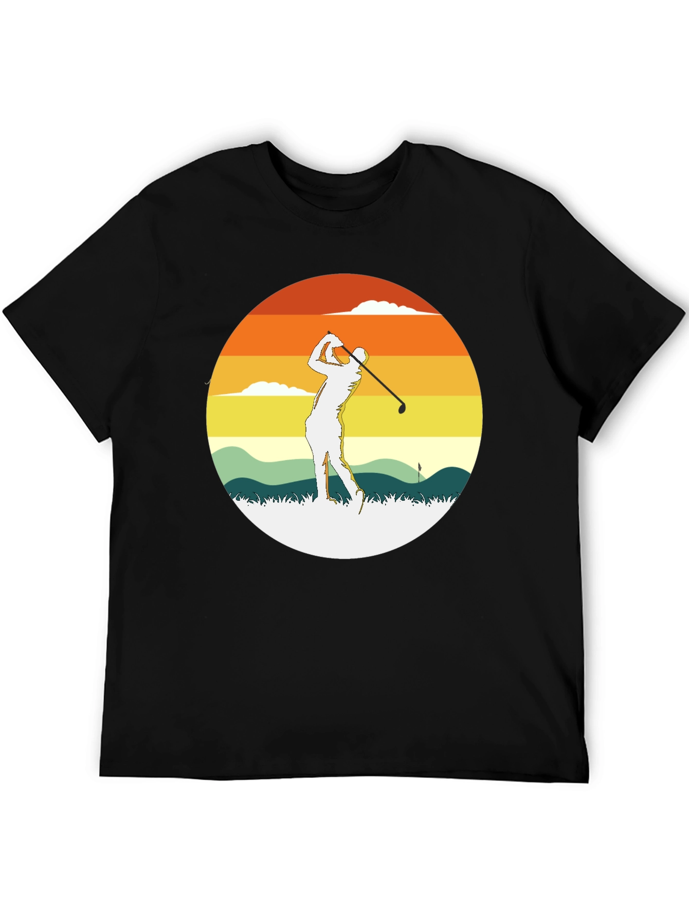 Retro Sunset Golfer Tee - Classic Style