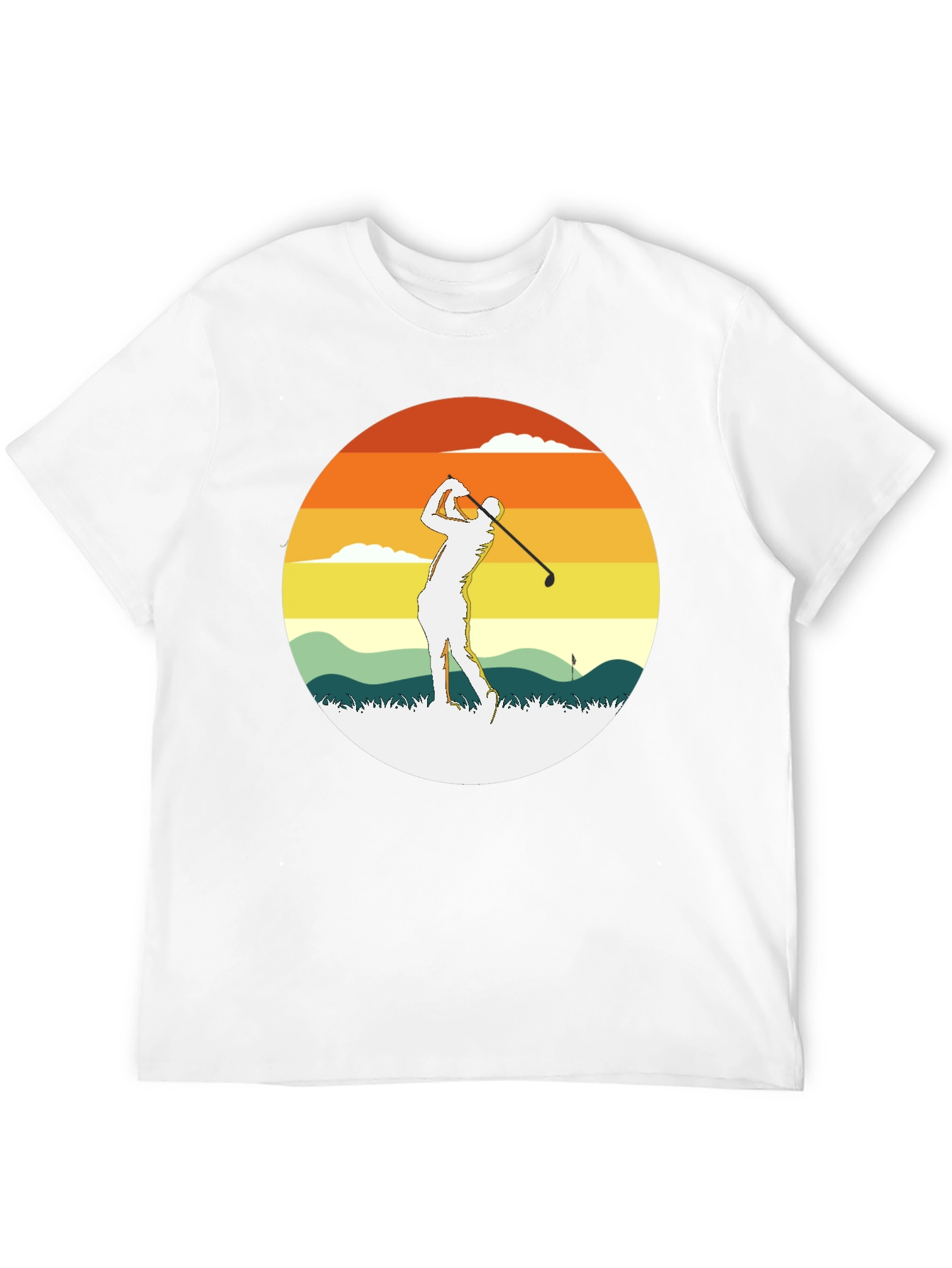 Retro Sunset Golfer Tee - Classic Style