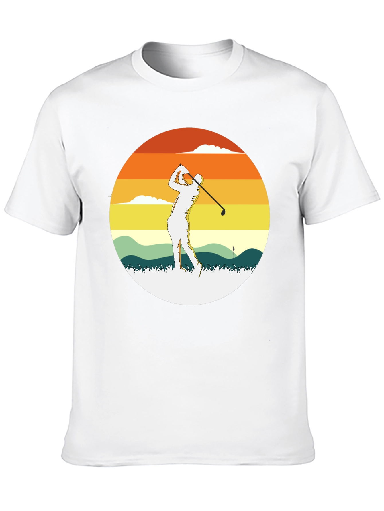 Retro Sunset Golfer Tee - Classic Style