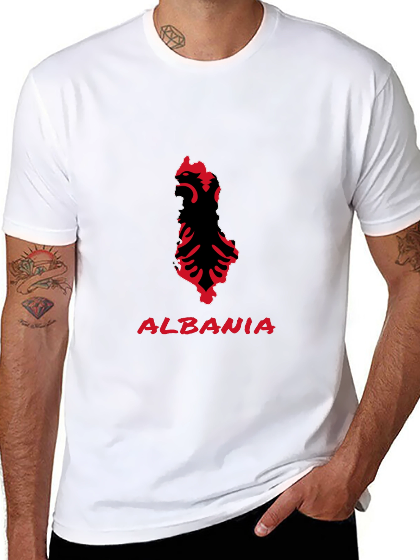 Albania Eagle T-Shirt - Black Patriotic Tee