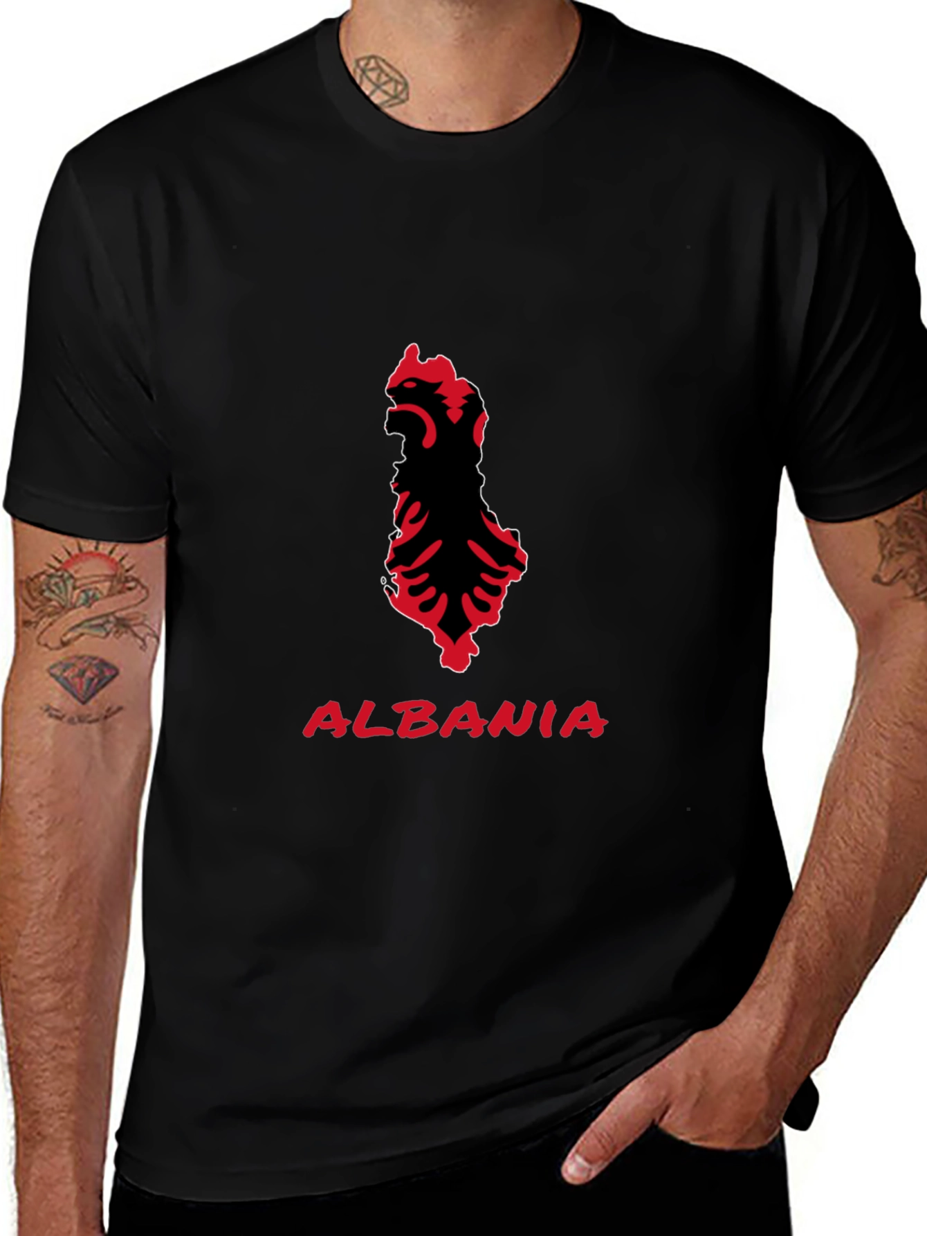 Albania Eagle T-Shirt - Black Patriotic Tee