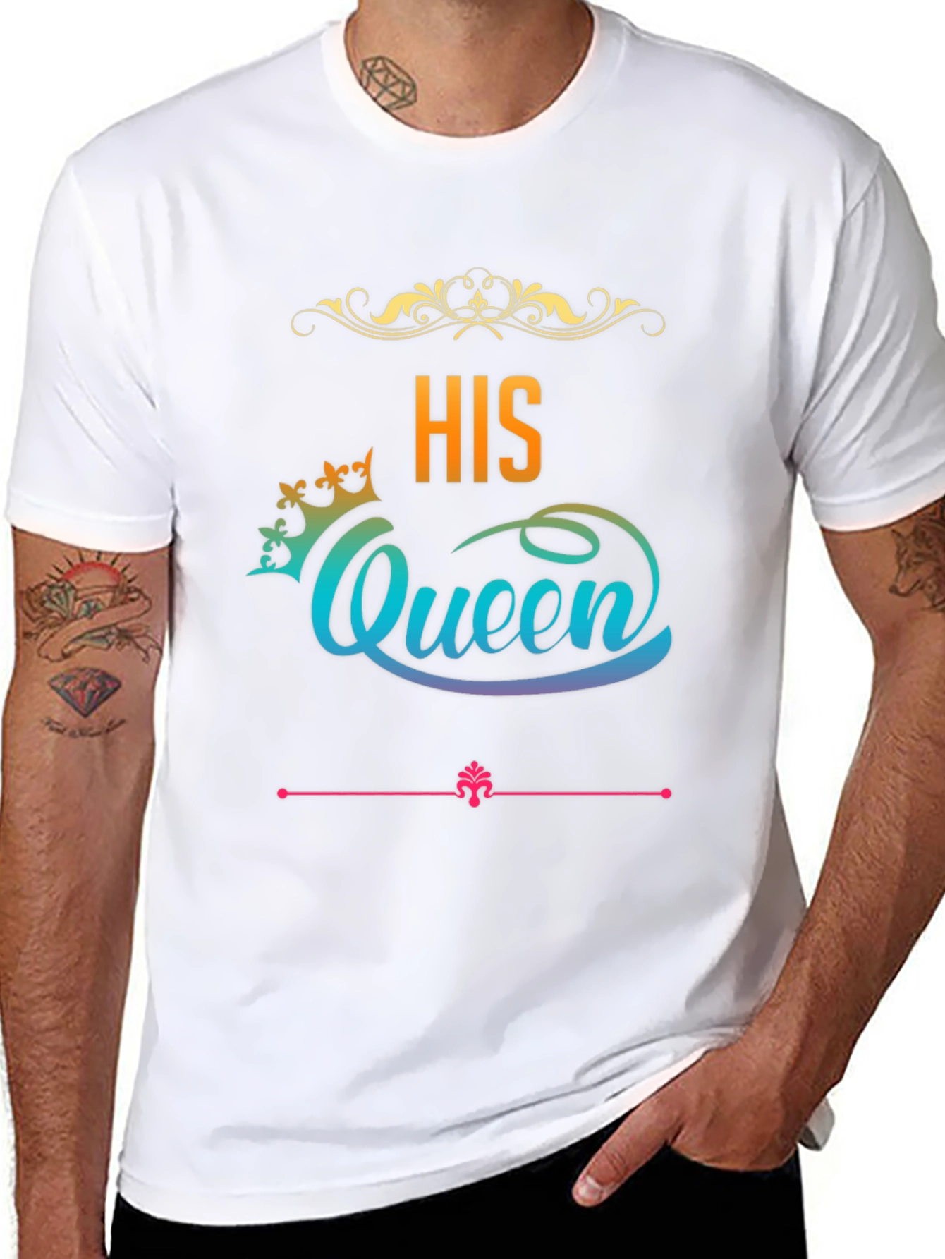 His Queen Graphic T-Shirt - Black Crew Neck Tee
