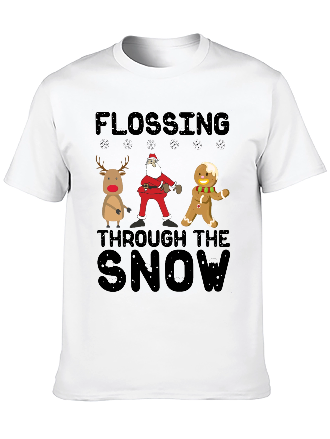 Flossing Through The Snow Christmas Graphic Tee