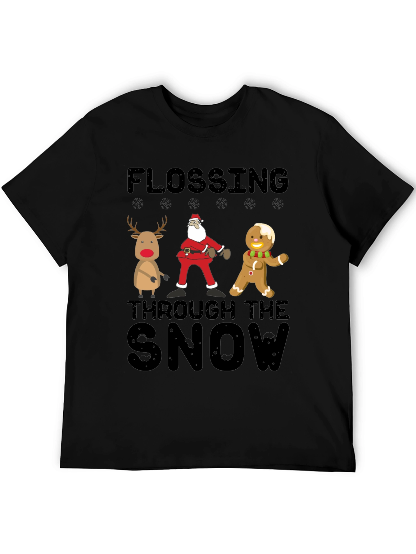 Flossing Through The Snow Christmas Graphic Tee