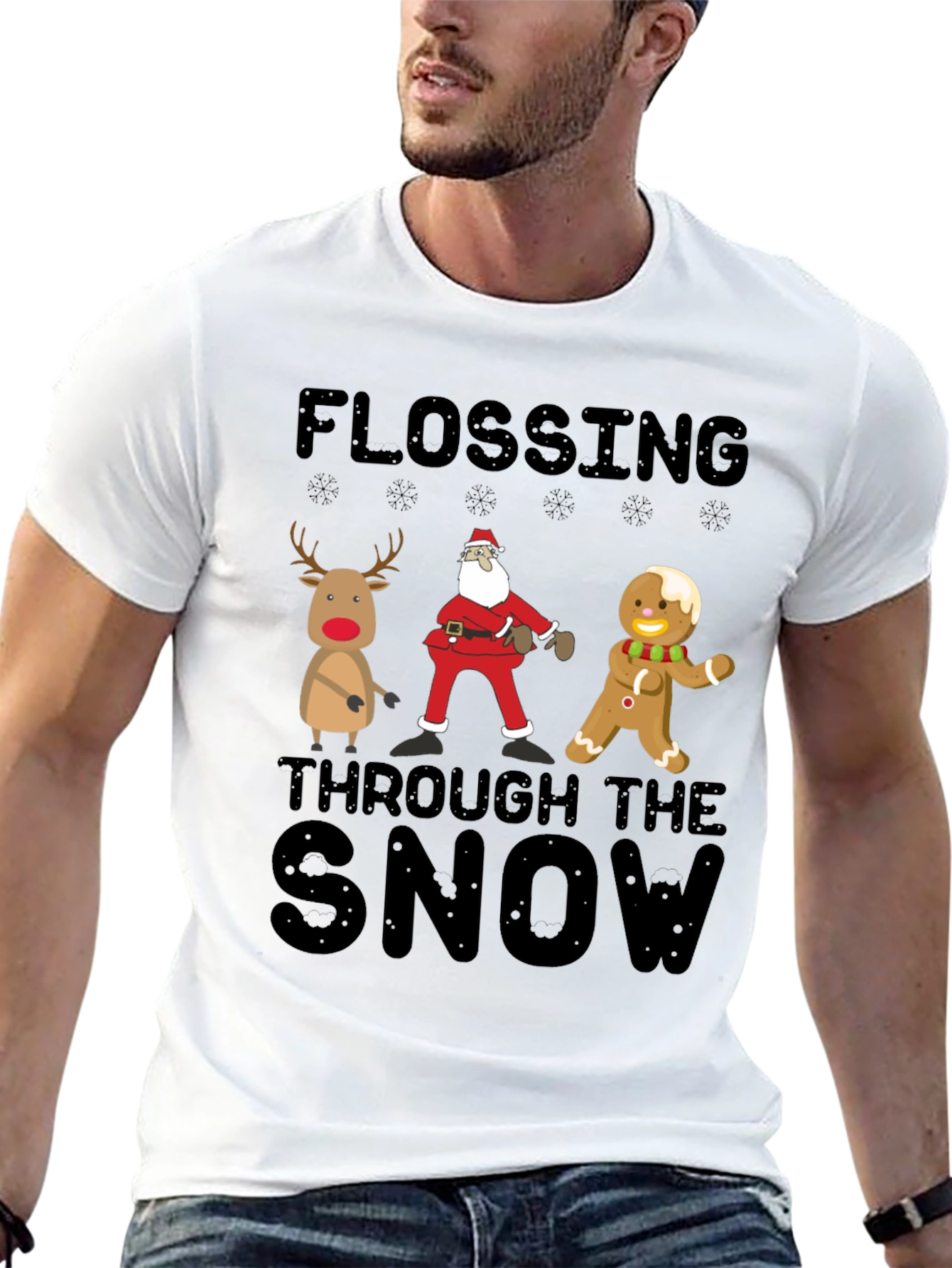 Flossing Through The Snow Christmas Graphic Tee