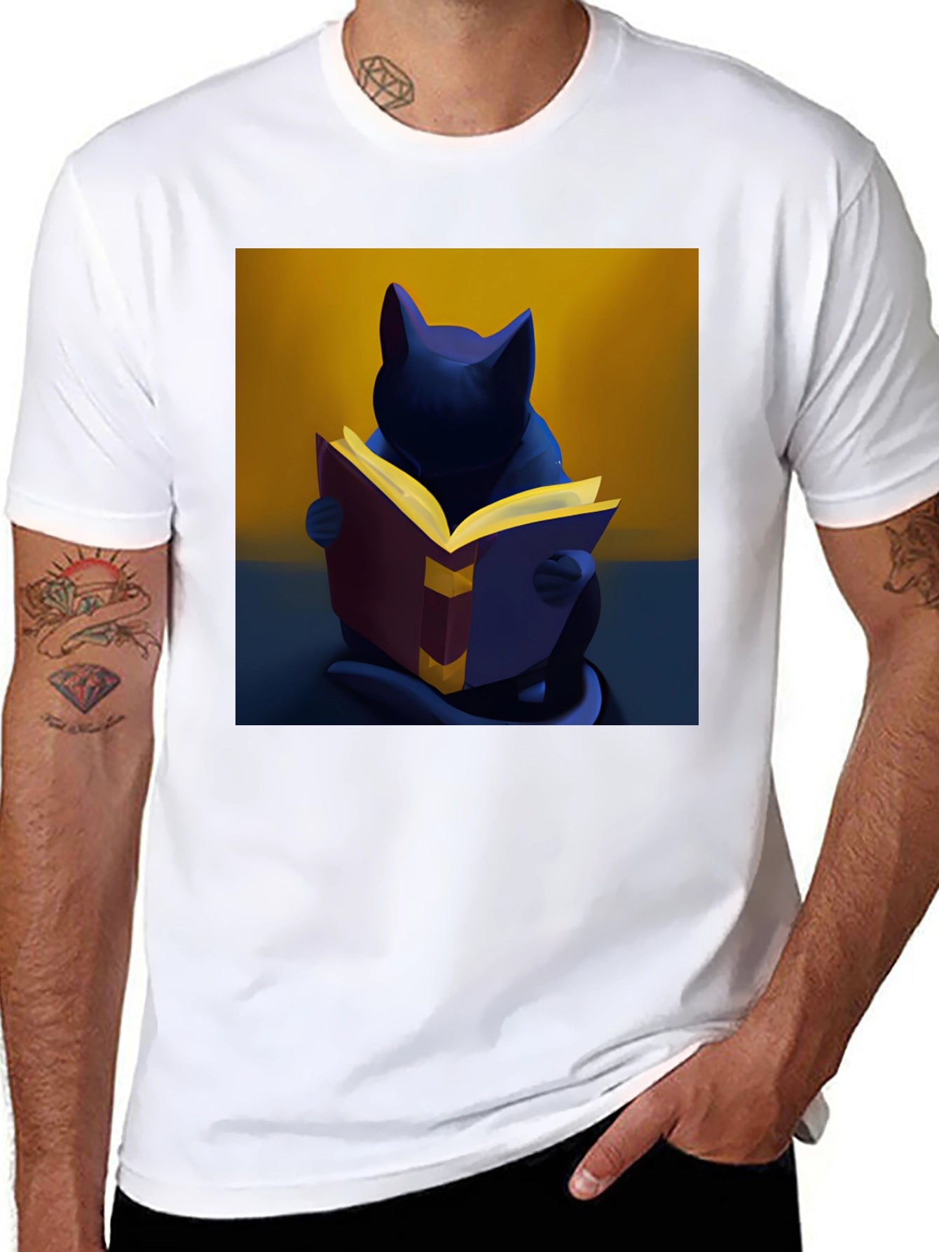 Cat Reading Book T-Shirt - Unique Graphic Tee