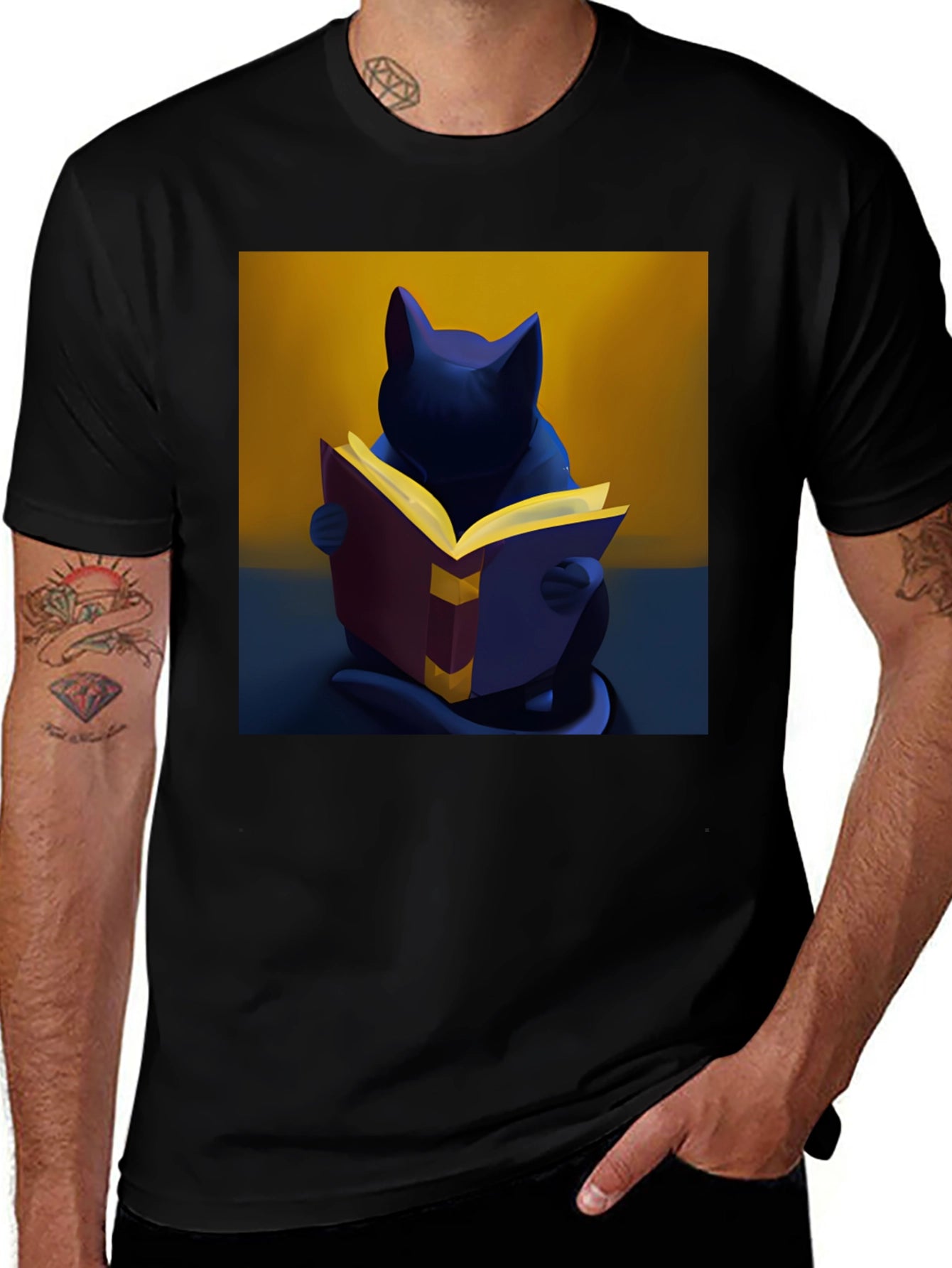 Cat Reading Book T-Shirt - Unique Graphic Tee