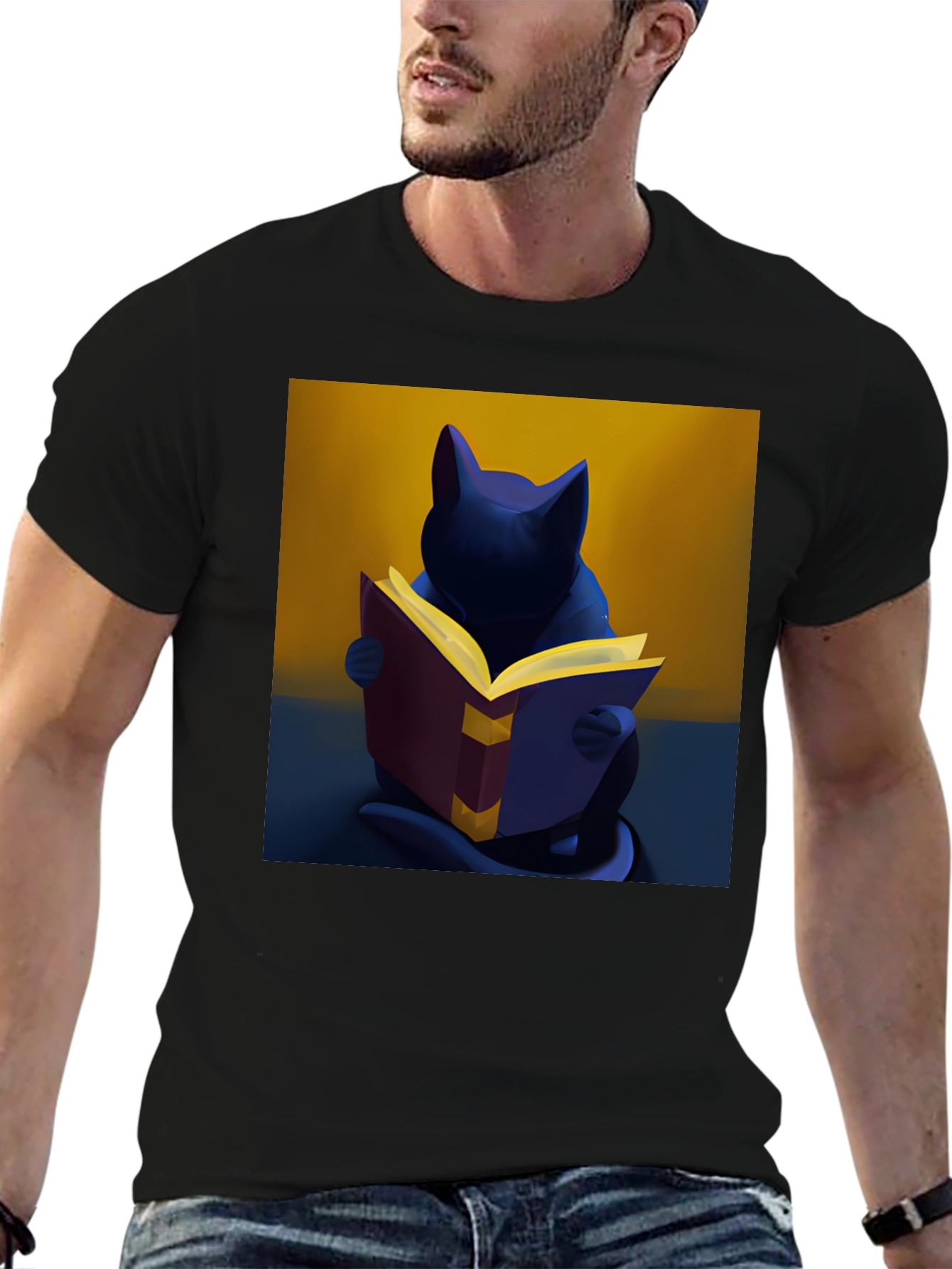 Cat Reading Book T-Shirt - Unique Graphic Tee