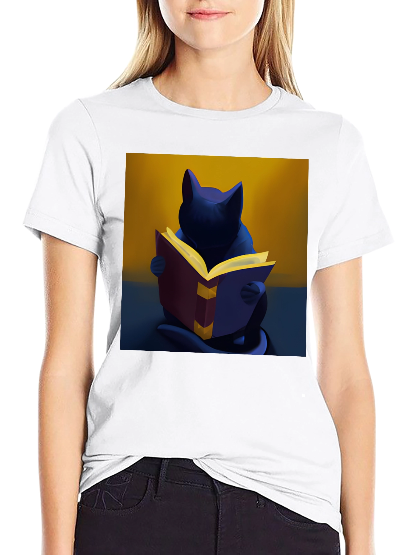 Cat Reading Book T-Shirt - Unique Graphic Tee