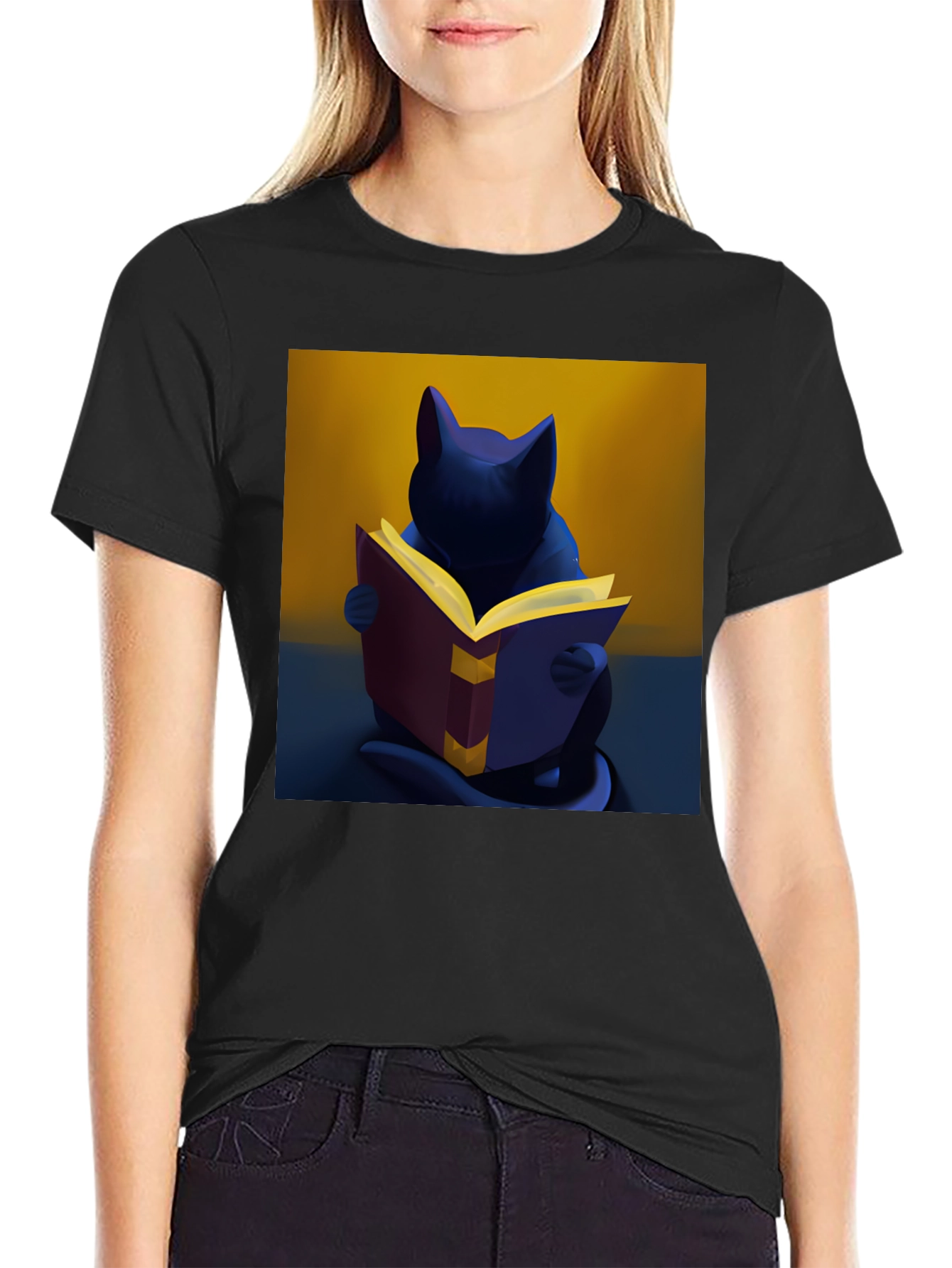 Cat Reading Book T-Shirt - Unique Graphic Tee
