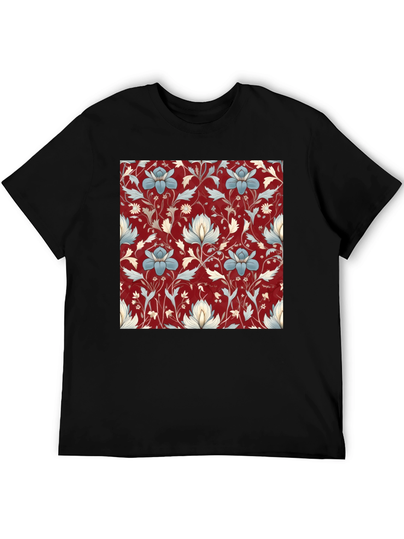 Floral Print Tee - Stylish Black T-Shirt