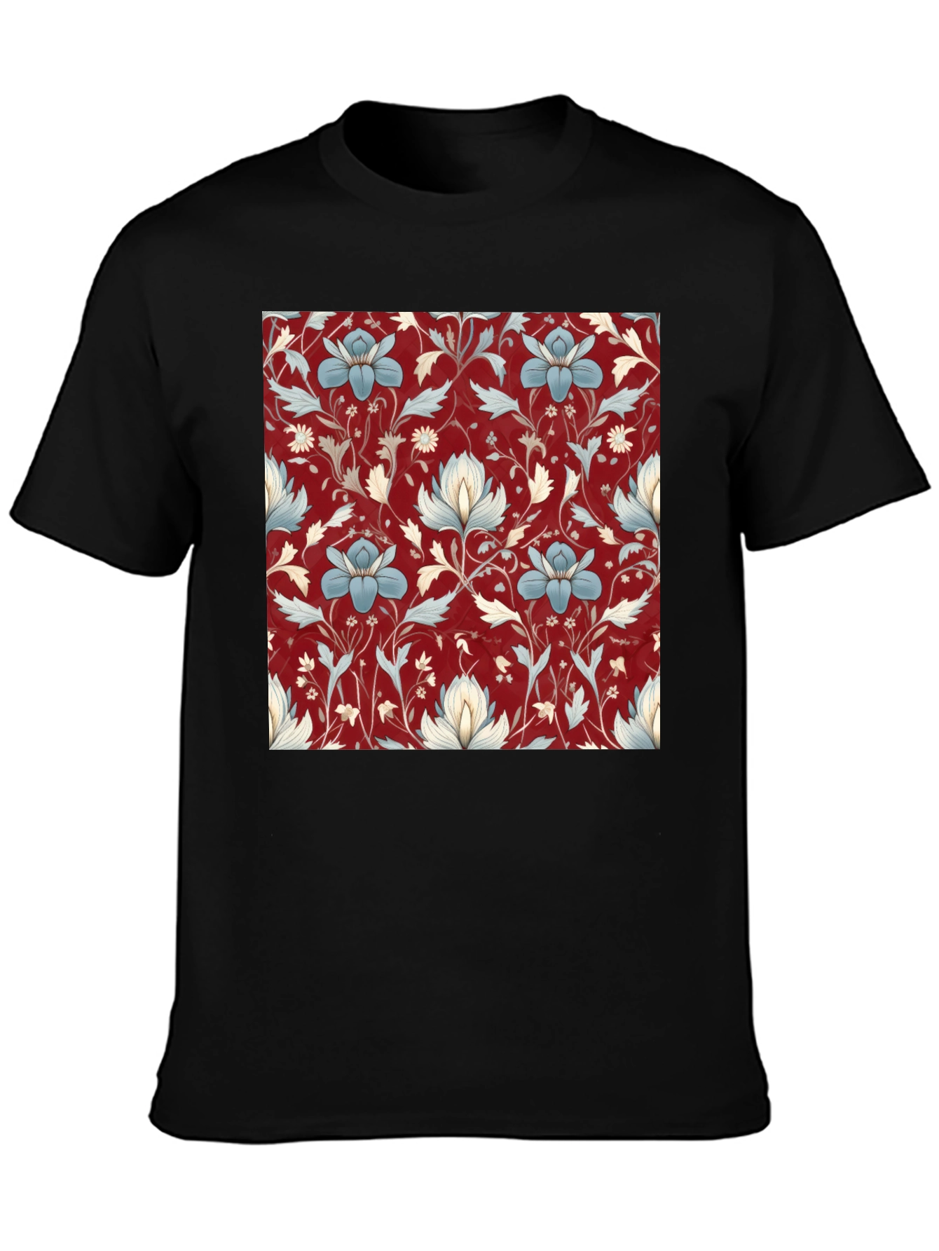 Floral Print Tee - Stylish Black T-Shirt