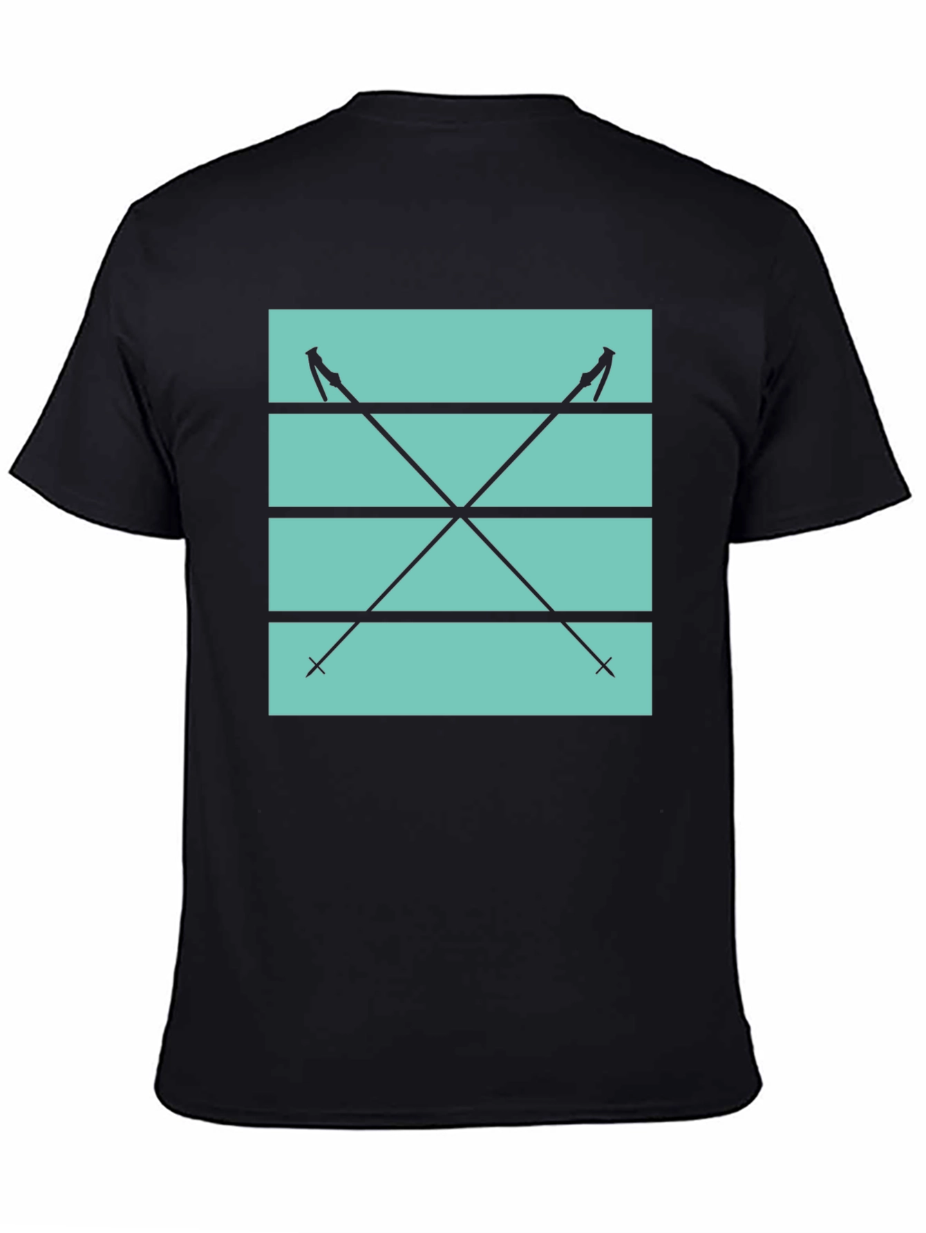Ski Poles Graphic Tee - Black Cotton Casual Shirt