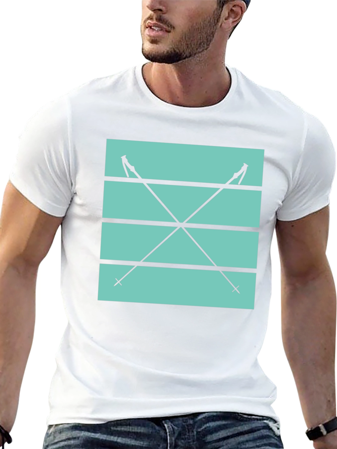 Ski Poles Graphic Tee - Black Cotton Casual Shirt