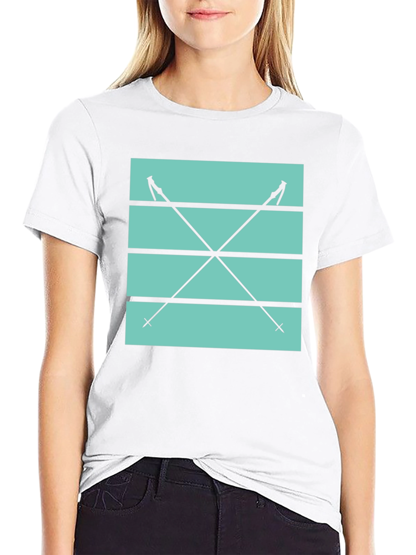 Ski Poles Graphic Tee - Black Cotton Casual Shirt