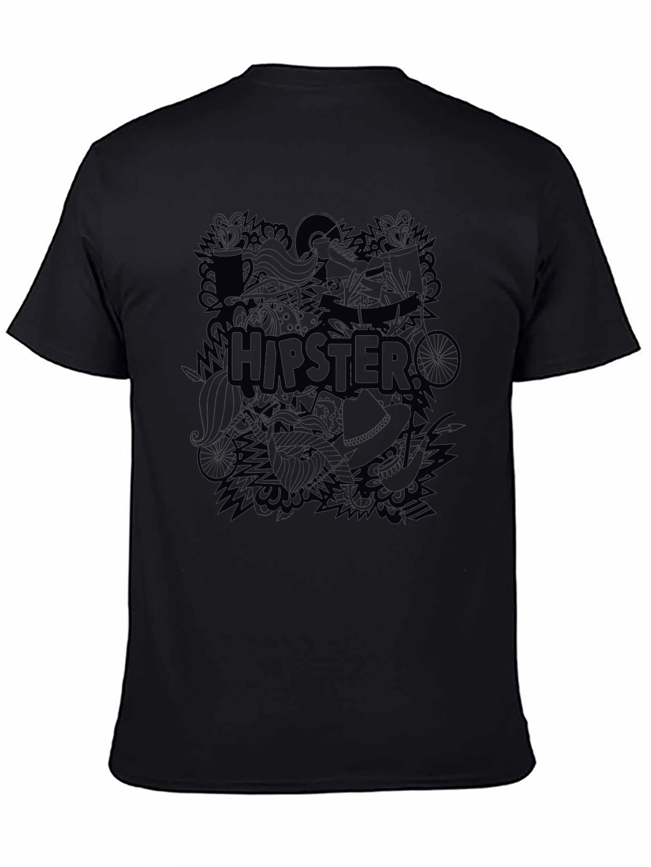 Hipster Graphic Tee - Cool Casual Black T-Shirt