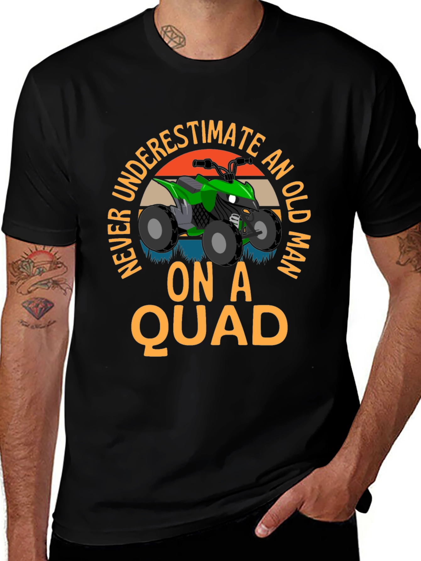 Never Underestimate An Old Man On A Quad T-Shirt